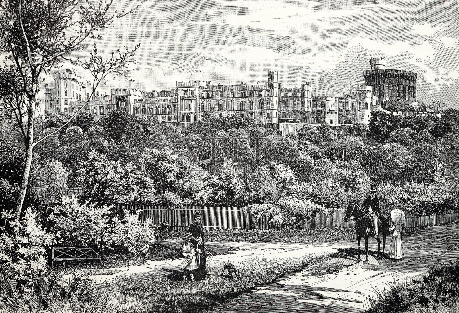 温莎城堡插画图片素材