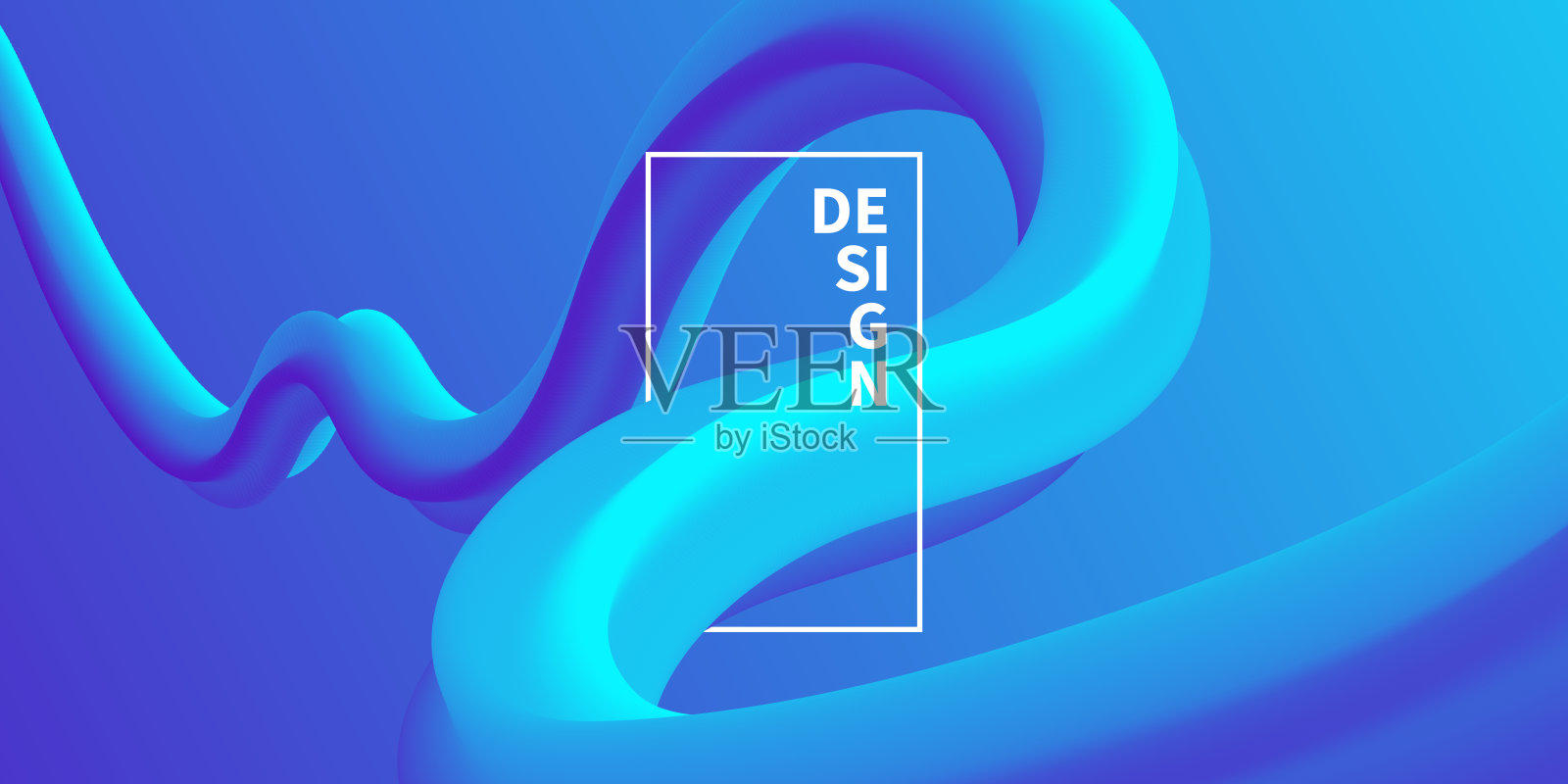 流体抽象设计的蓝色梯度背景插画图片素材