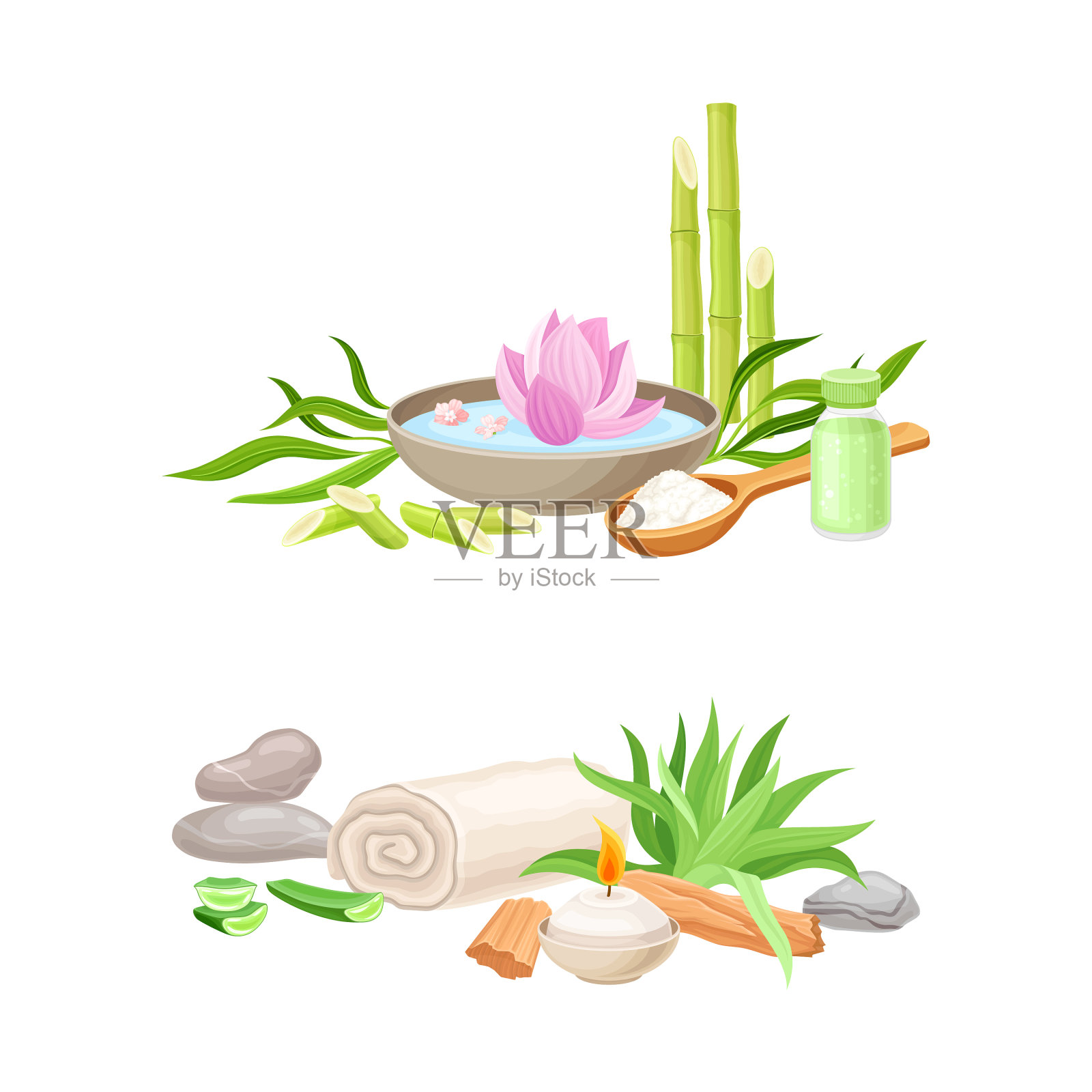 温泉处理成分用檀香卷成插画图片素材