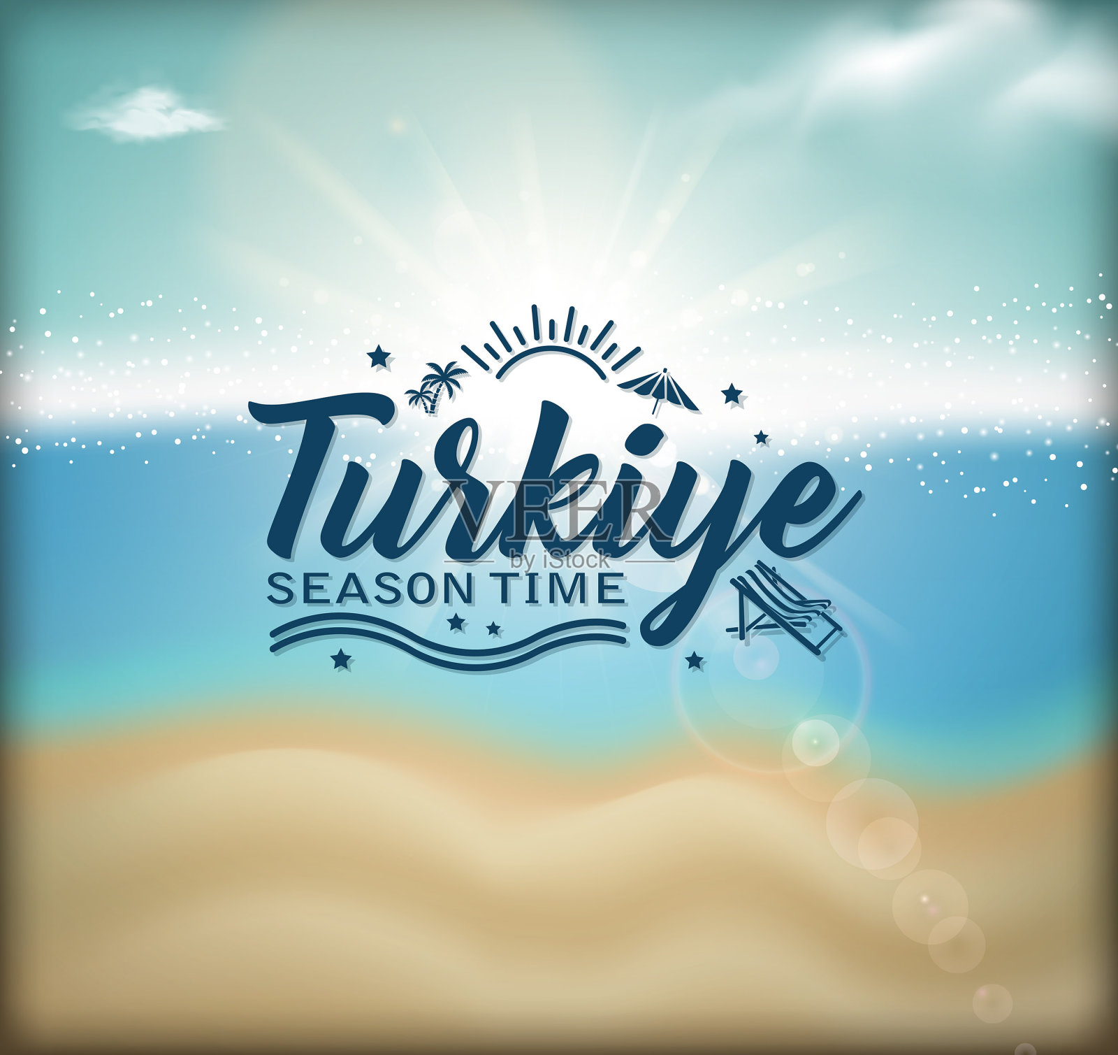 海滩的一天盾插画图片素材