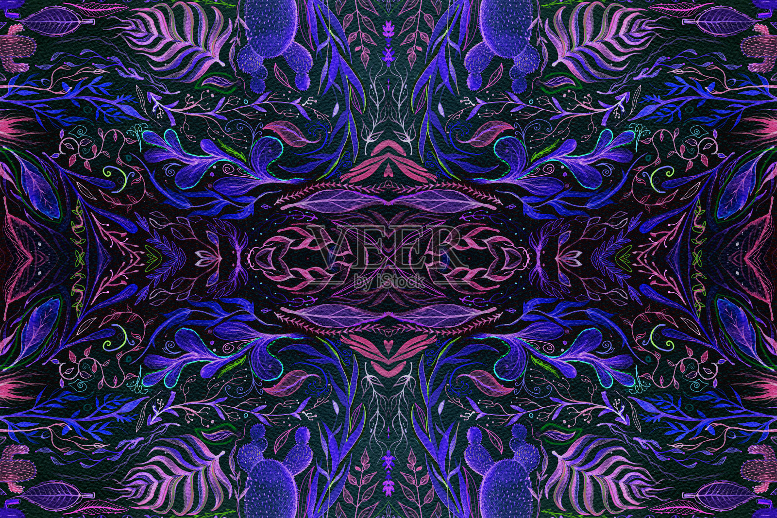 霓虹花曼荼罗插画图片素材