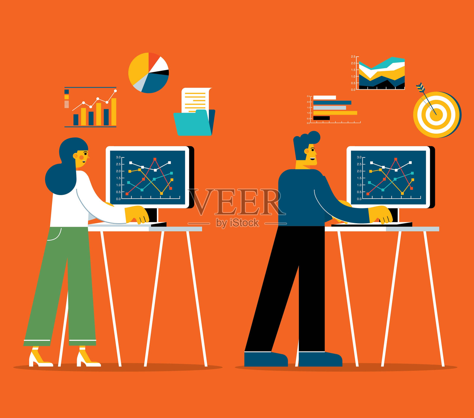 站在办公室插画图片素材