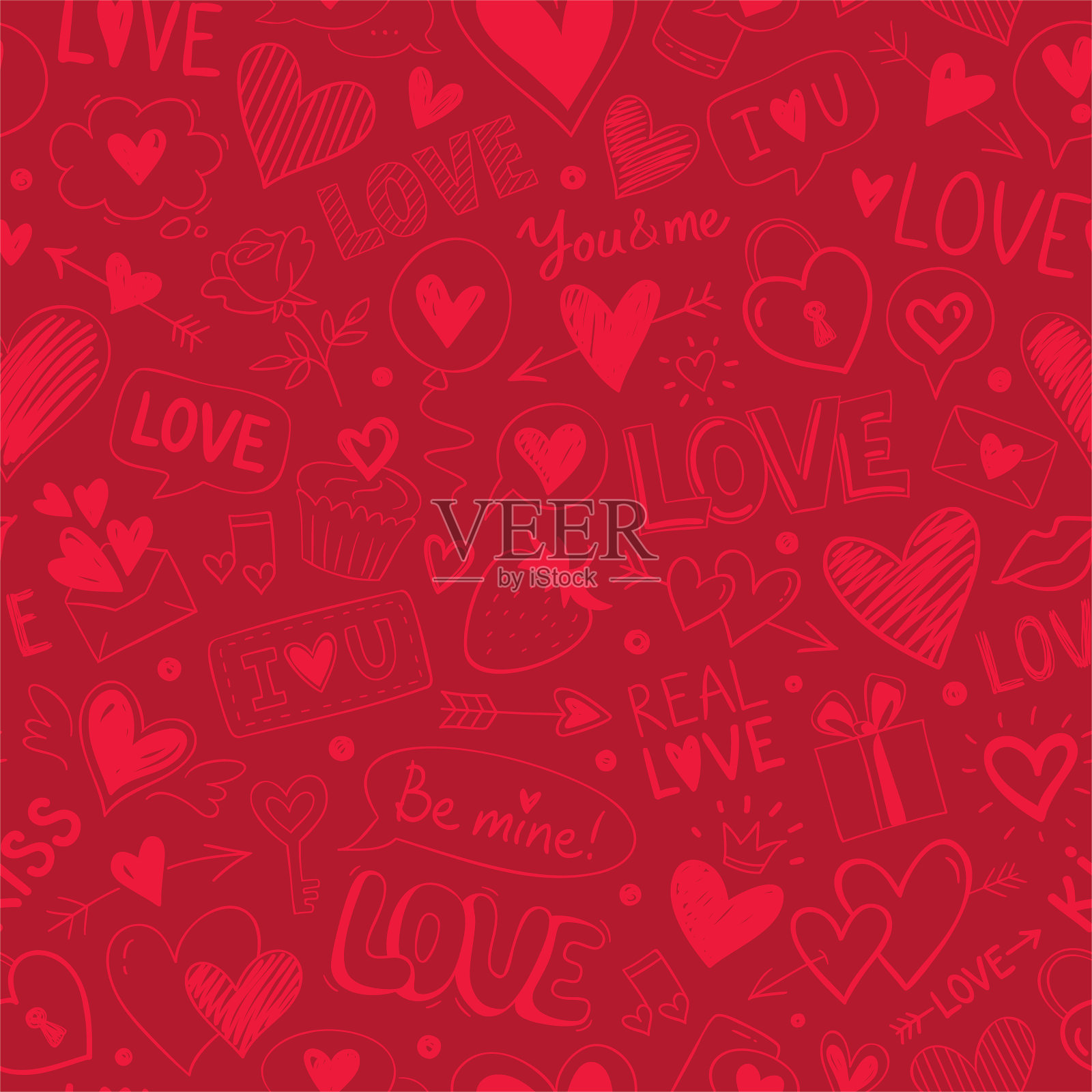 情人节无缝图案插画图片素材