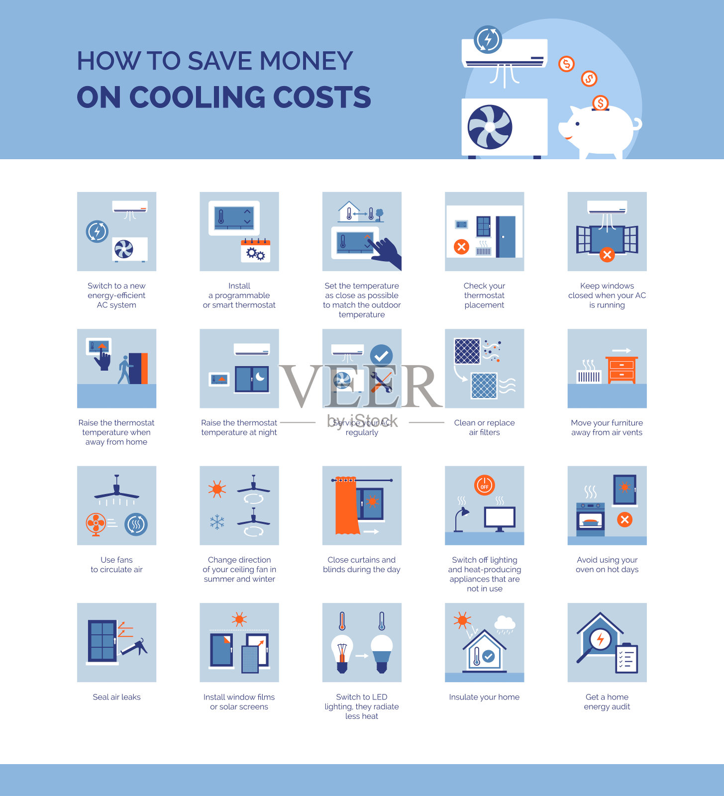 如何节省冷却成本插画图片素材