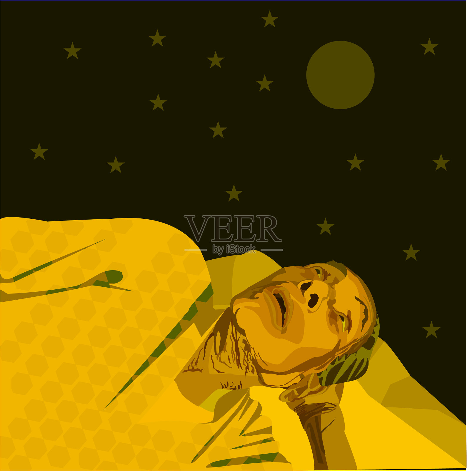 一位老妇人想得太多了插画图片素材