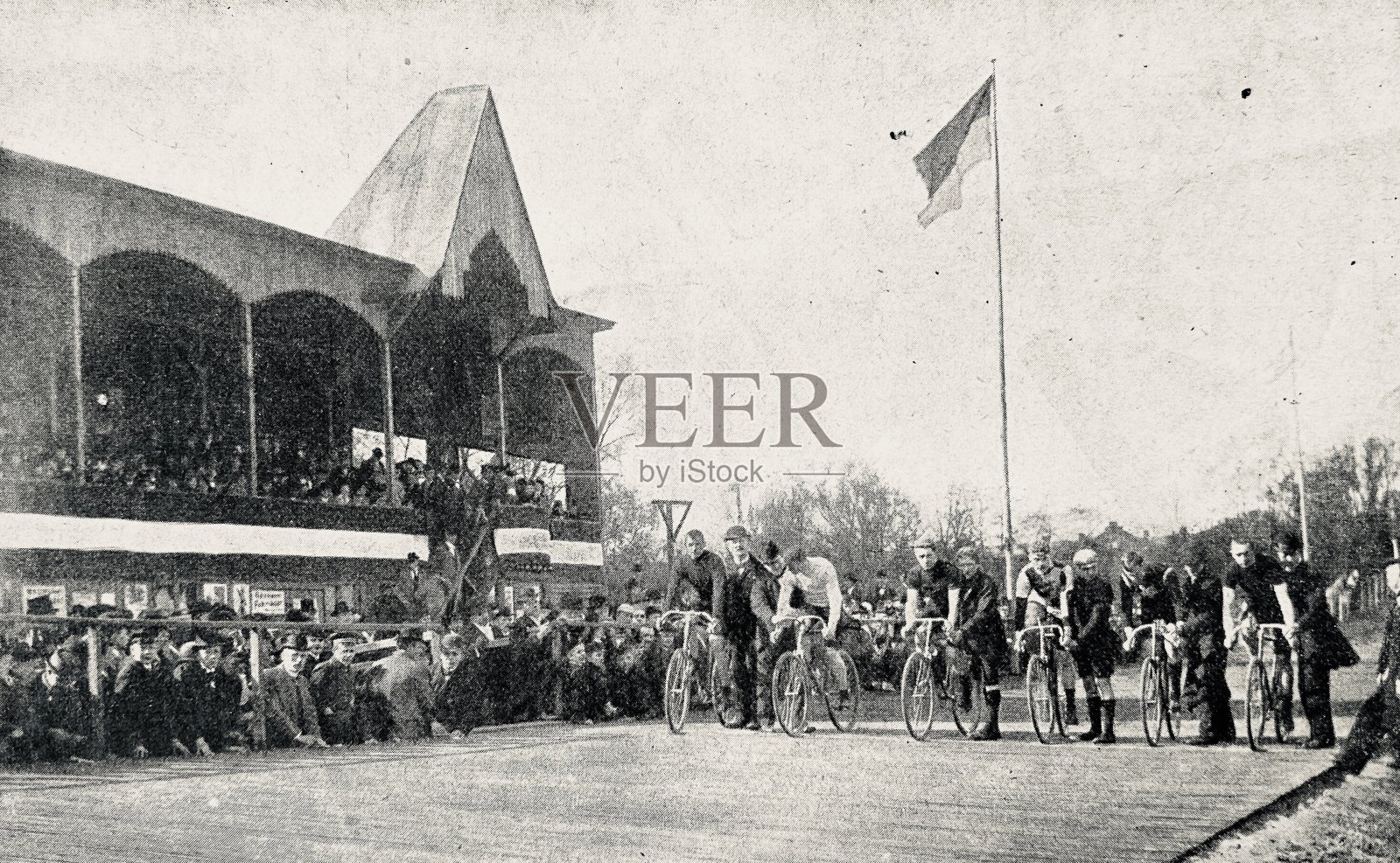 在汉堡艾尔贝克赛道上举行的自行车比赛，比赛开始插画图片素材