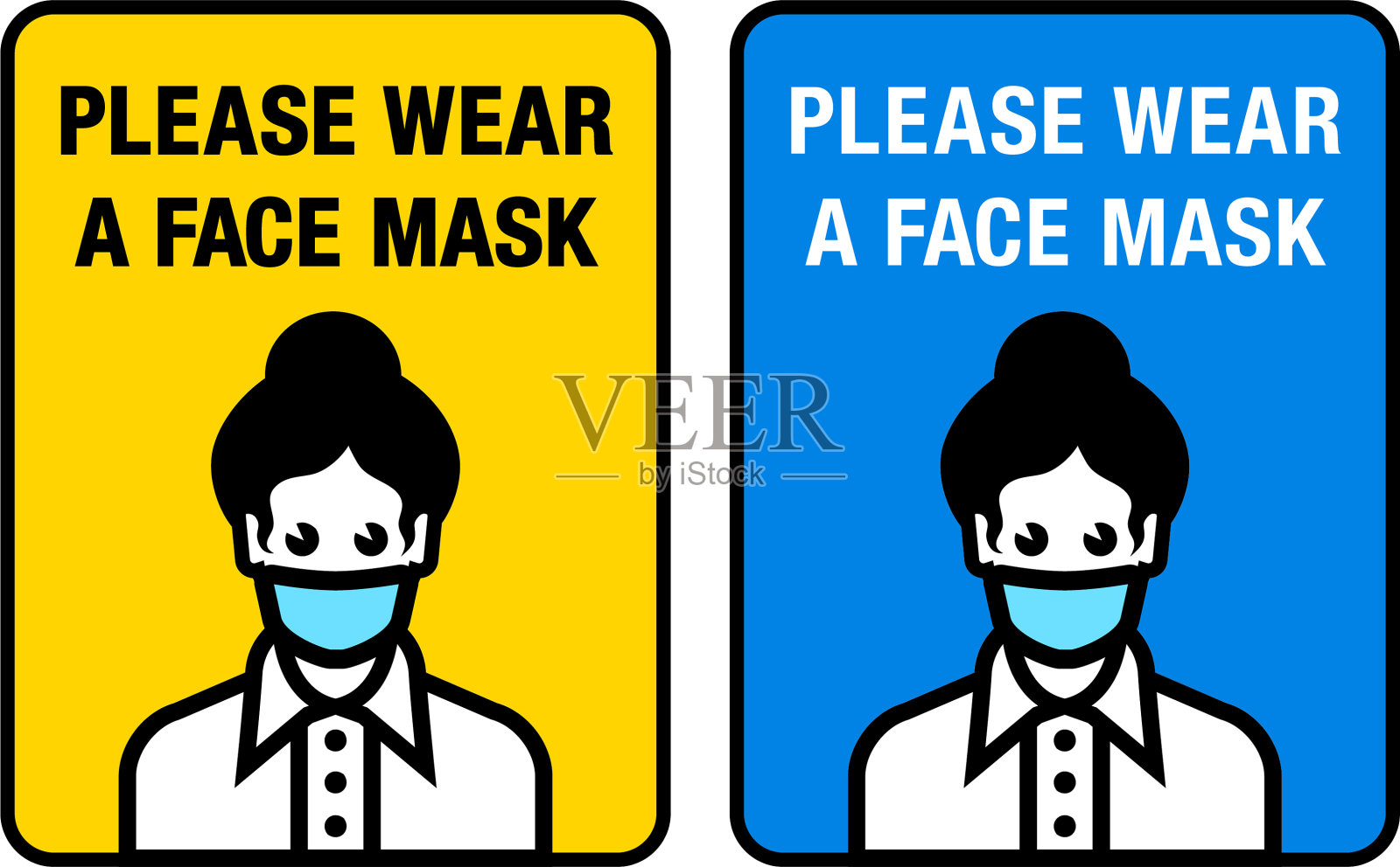 2019冠状病毒病媒标志请佩戴口罩插画图片素材