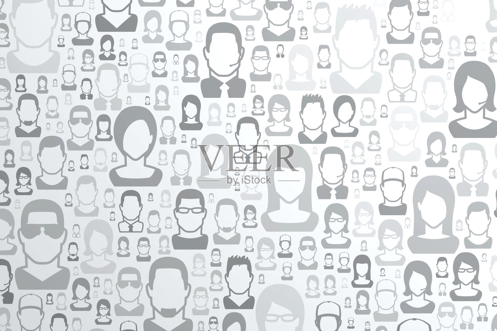 抽象明亮的白色背景-人物图案插画图片素材