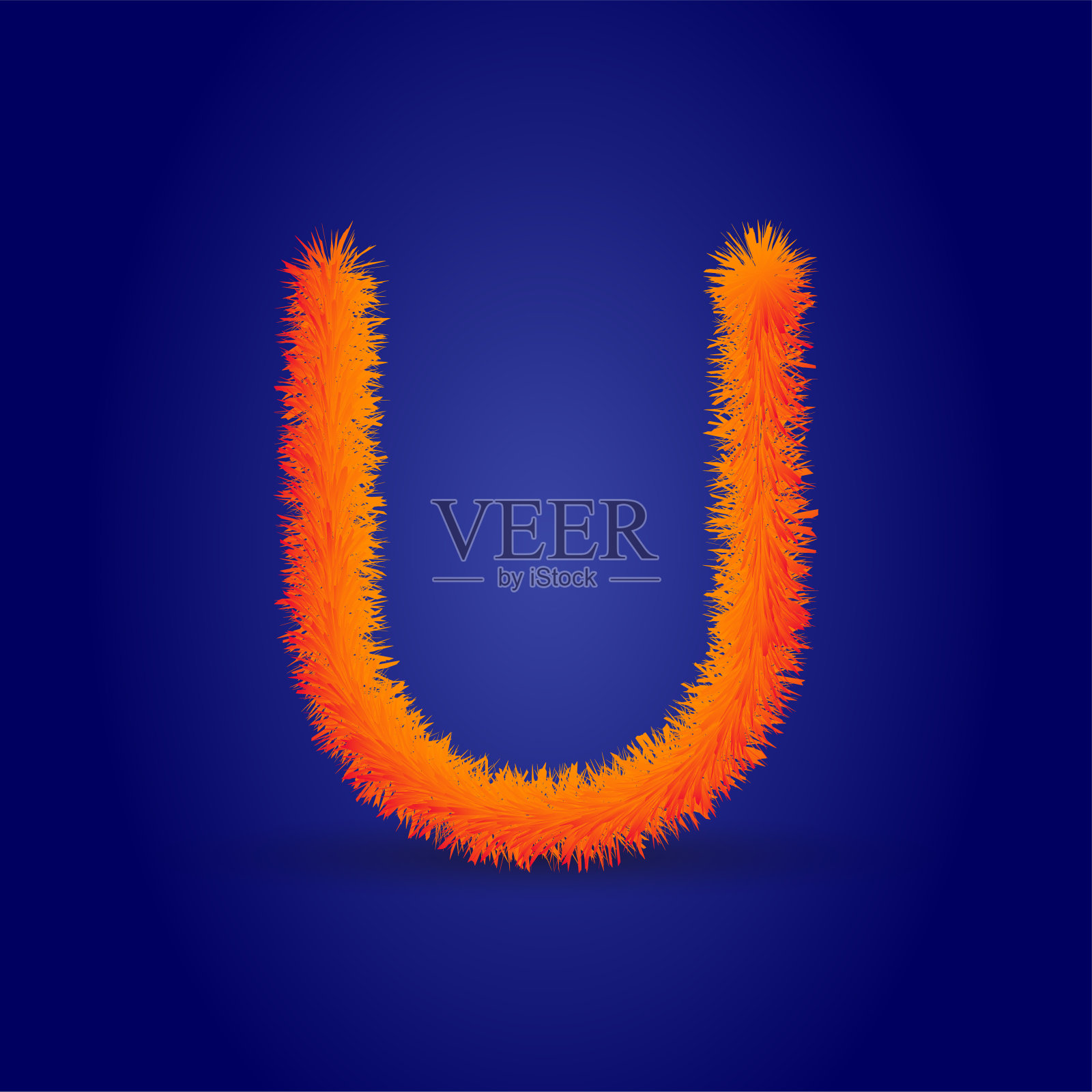 皮草里的字母U。插画图片素材