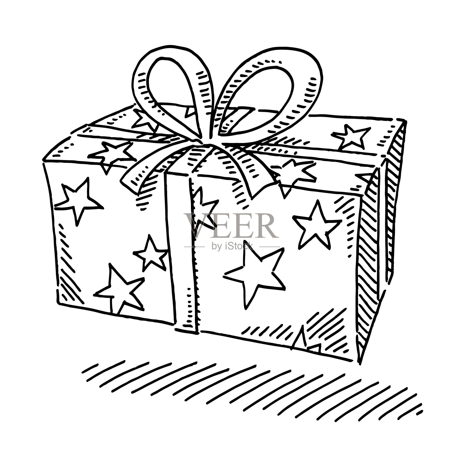 礼品盒星星包装纸画插画图片素材