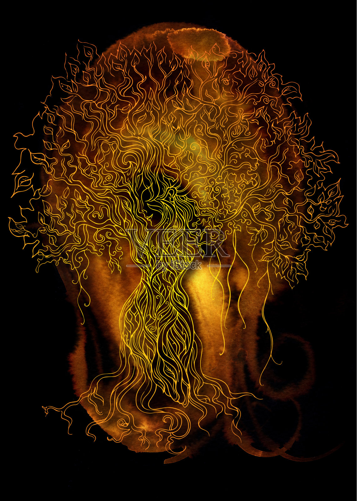 火树女神插画图片素材