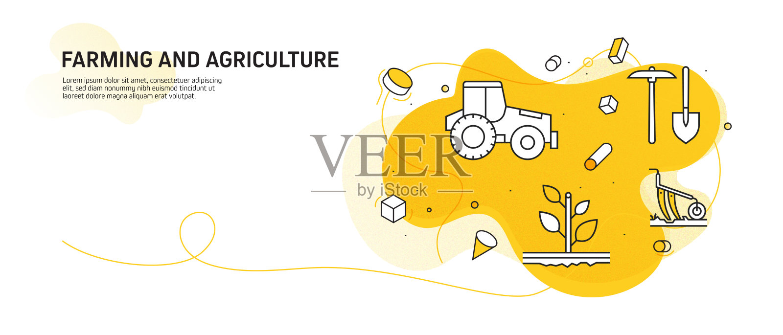 农业和农业相关的现代线条风格矢量插图插画图片素材