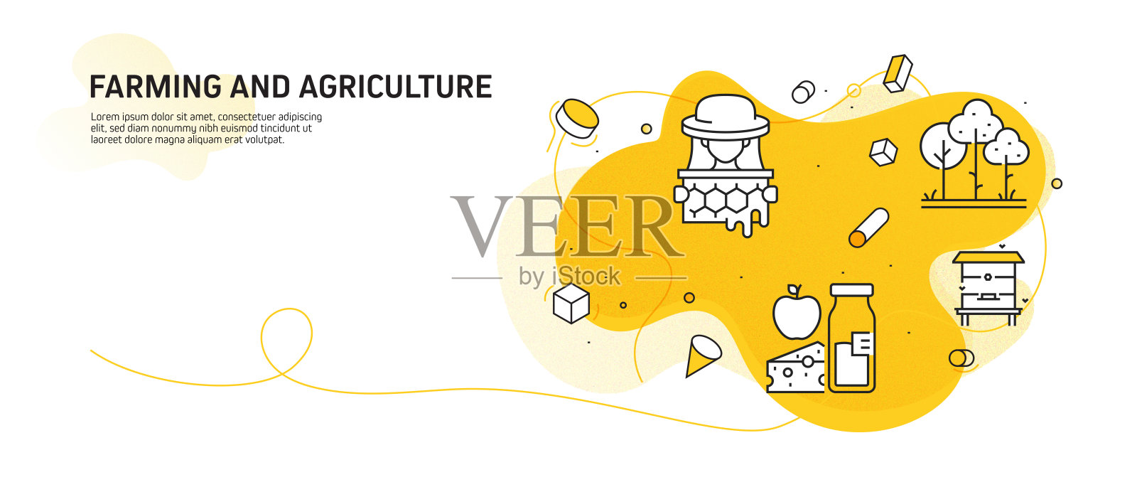 农业和农业相关的现代线条风格矢量插图插画图片素材