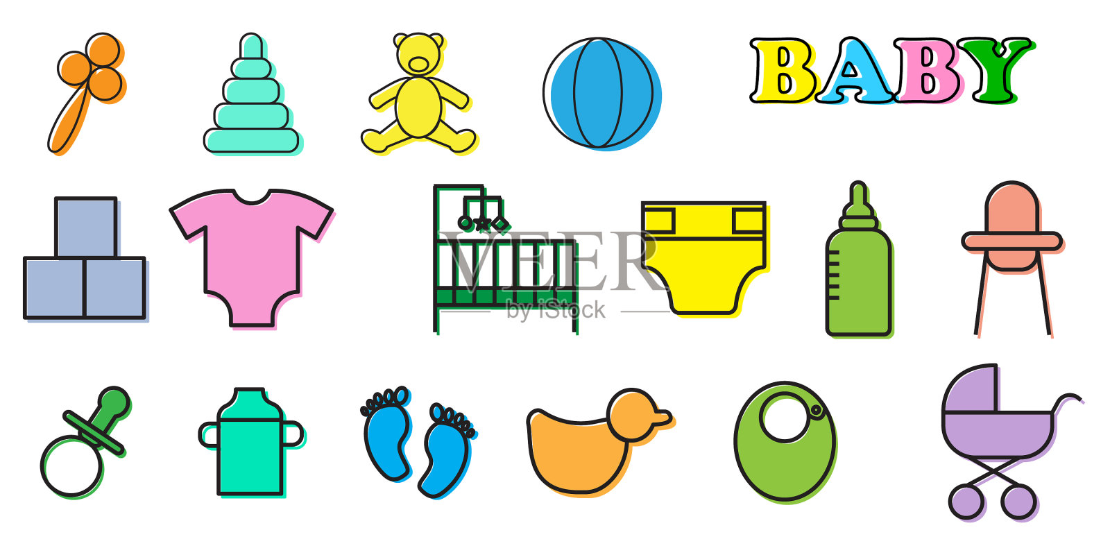 平带彩色宝宝标志宝宝图标素材