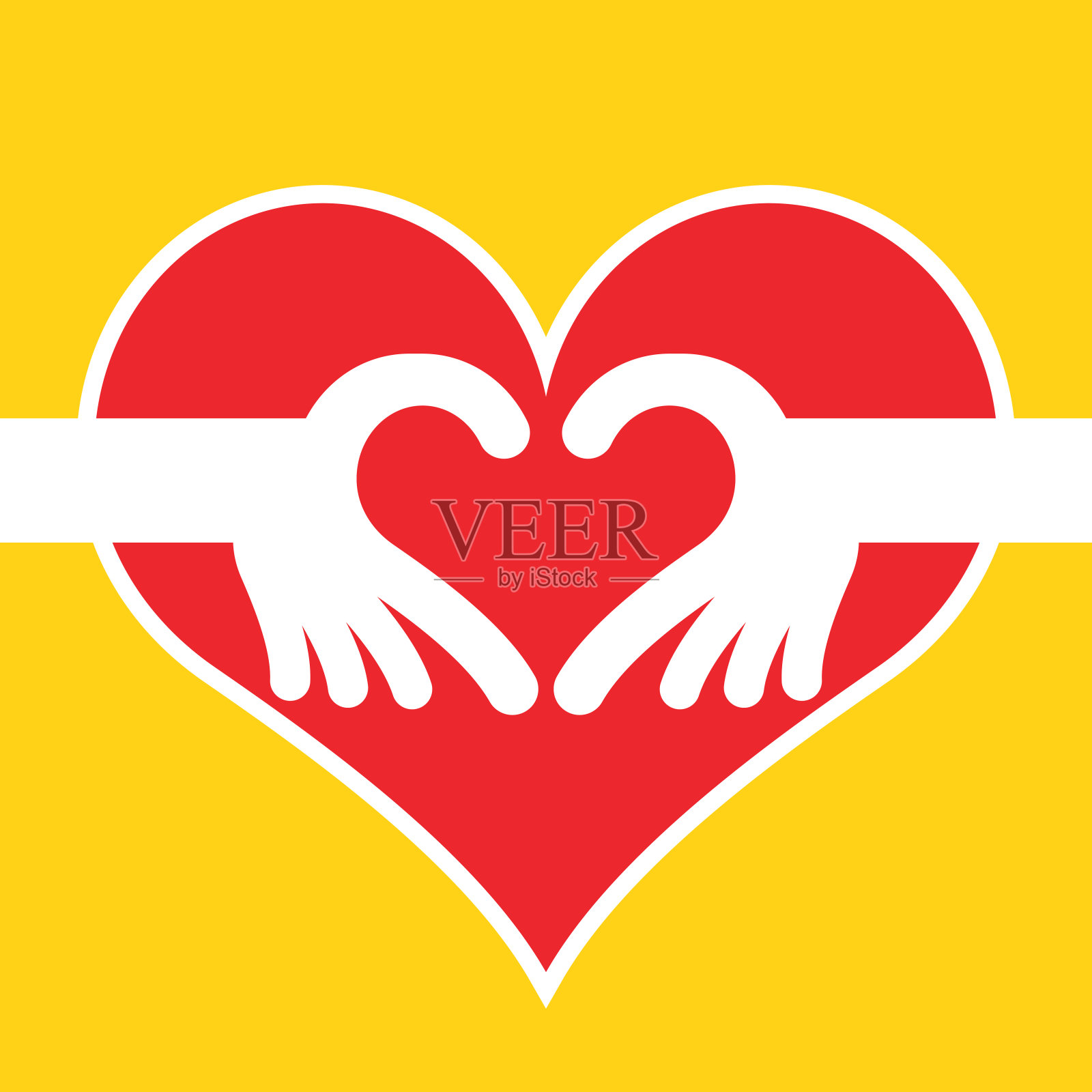 做出心形的手插画图片素材