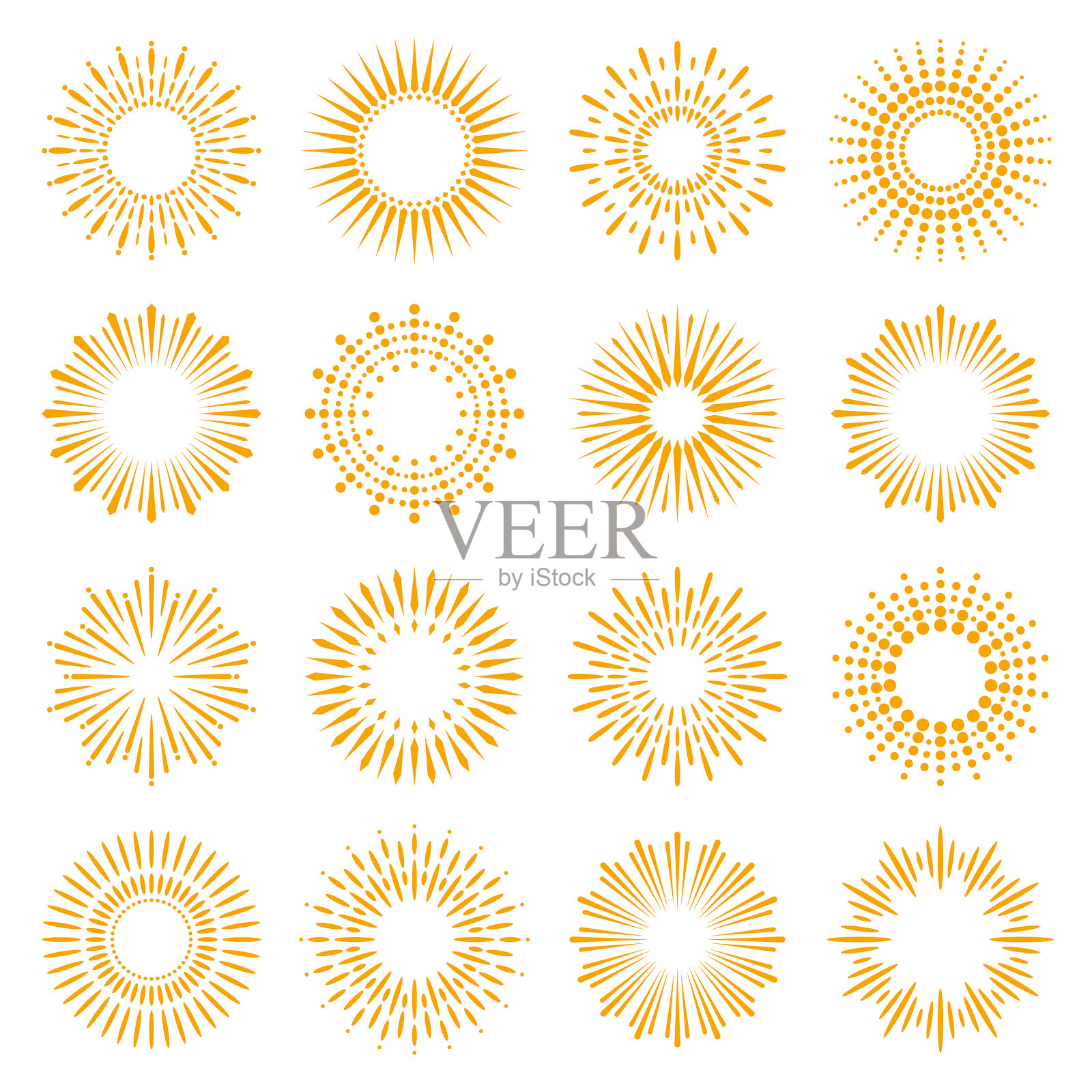 几何的阳光集插画图片素材