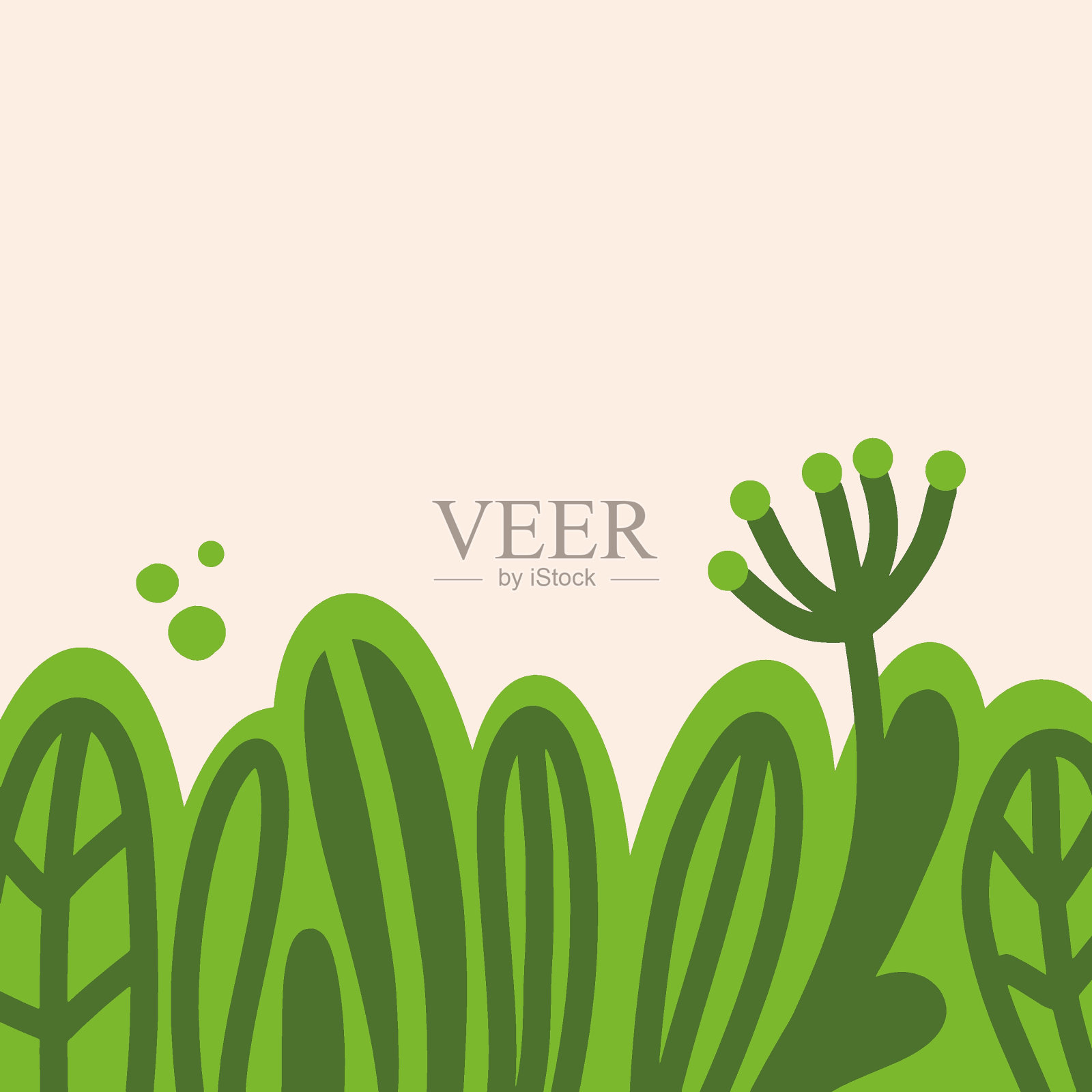 天真幼稚的花和叶，无缝的边界图案，时尚的平面极简风格插画图片素材