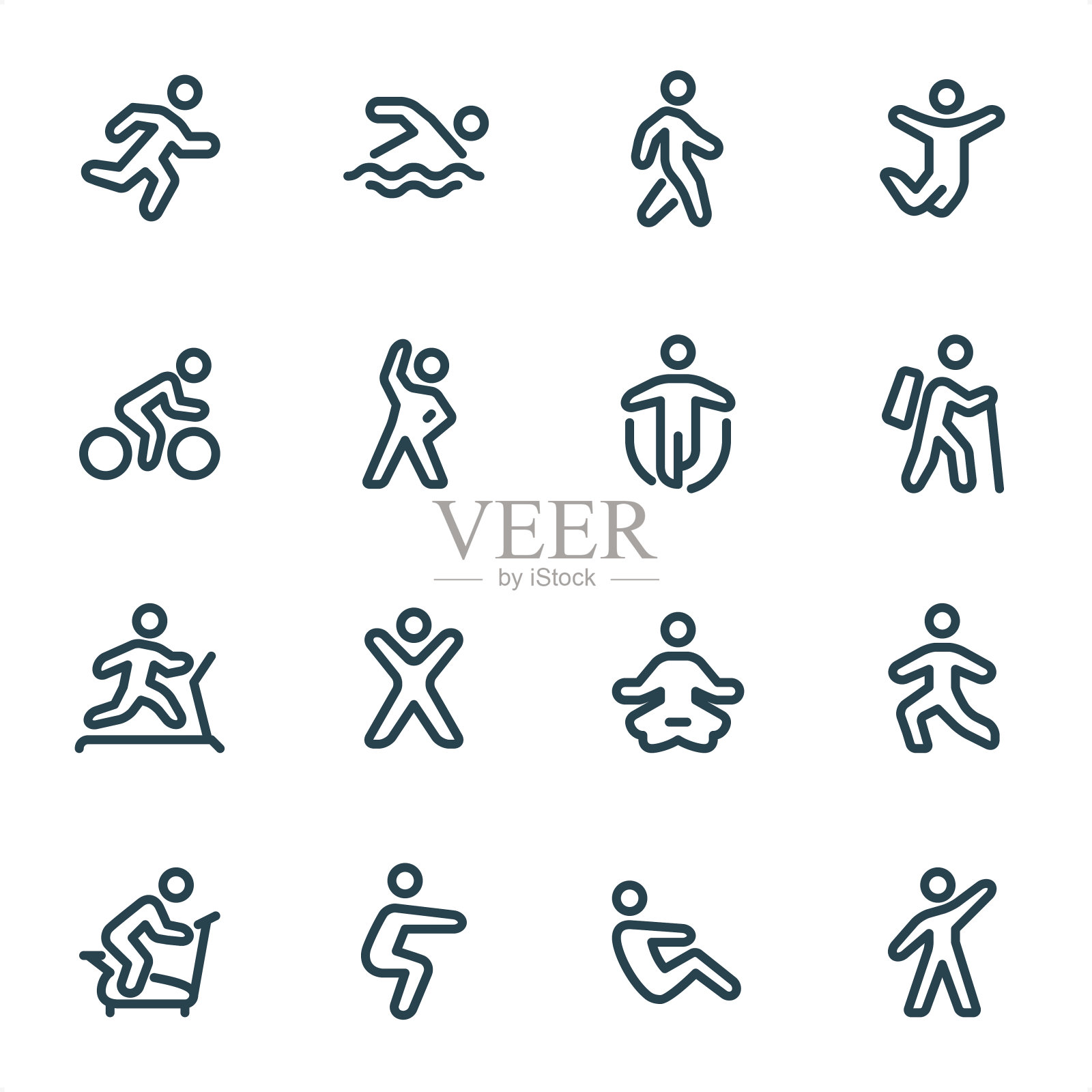 锻炼和运动-像素完美单色线图标图标素材