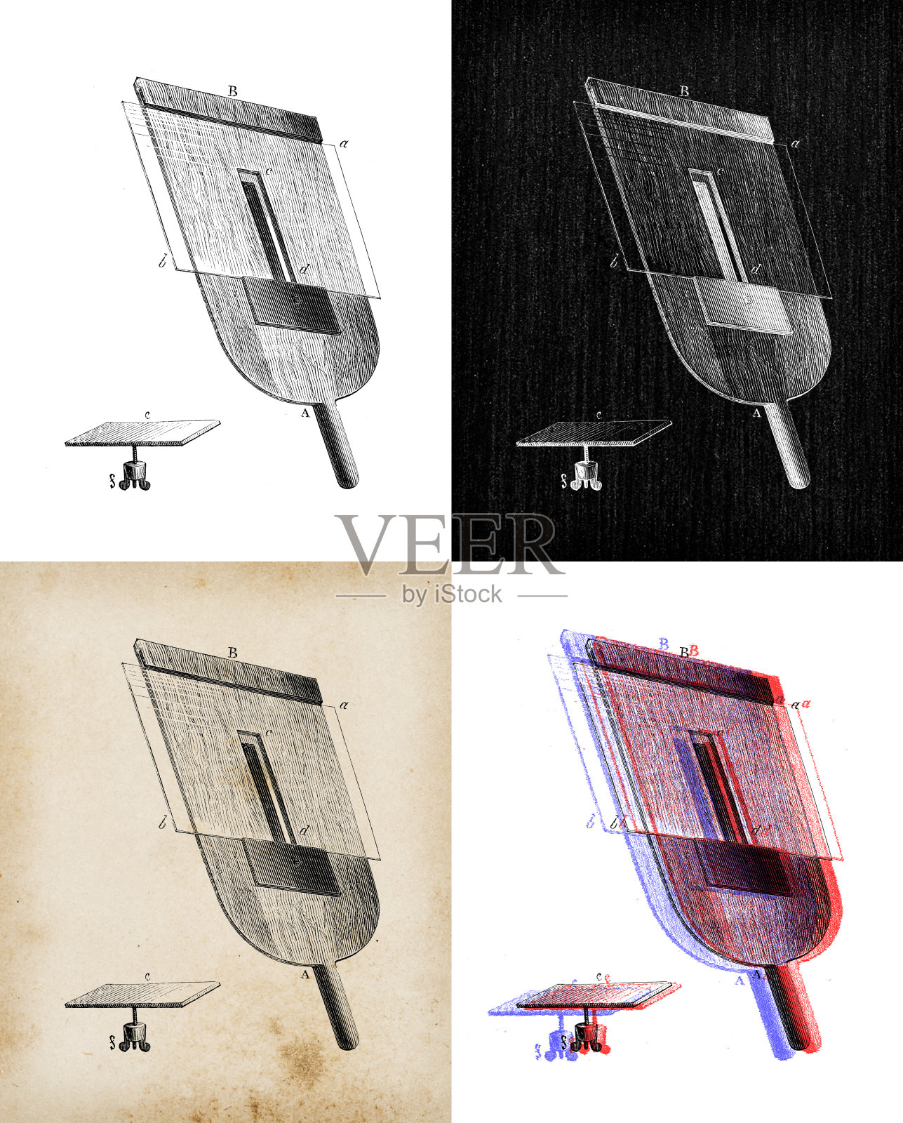 科学发现的古玩插图，摄影:摄影器材插画图片素材