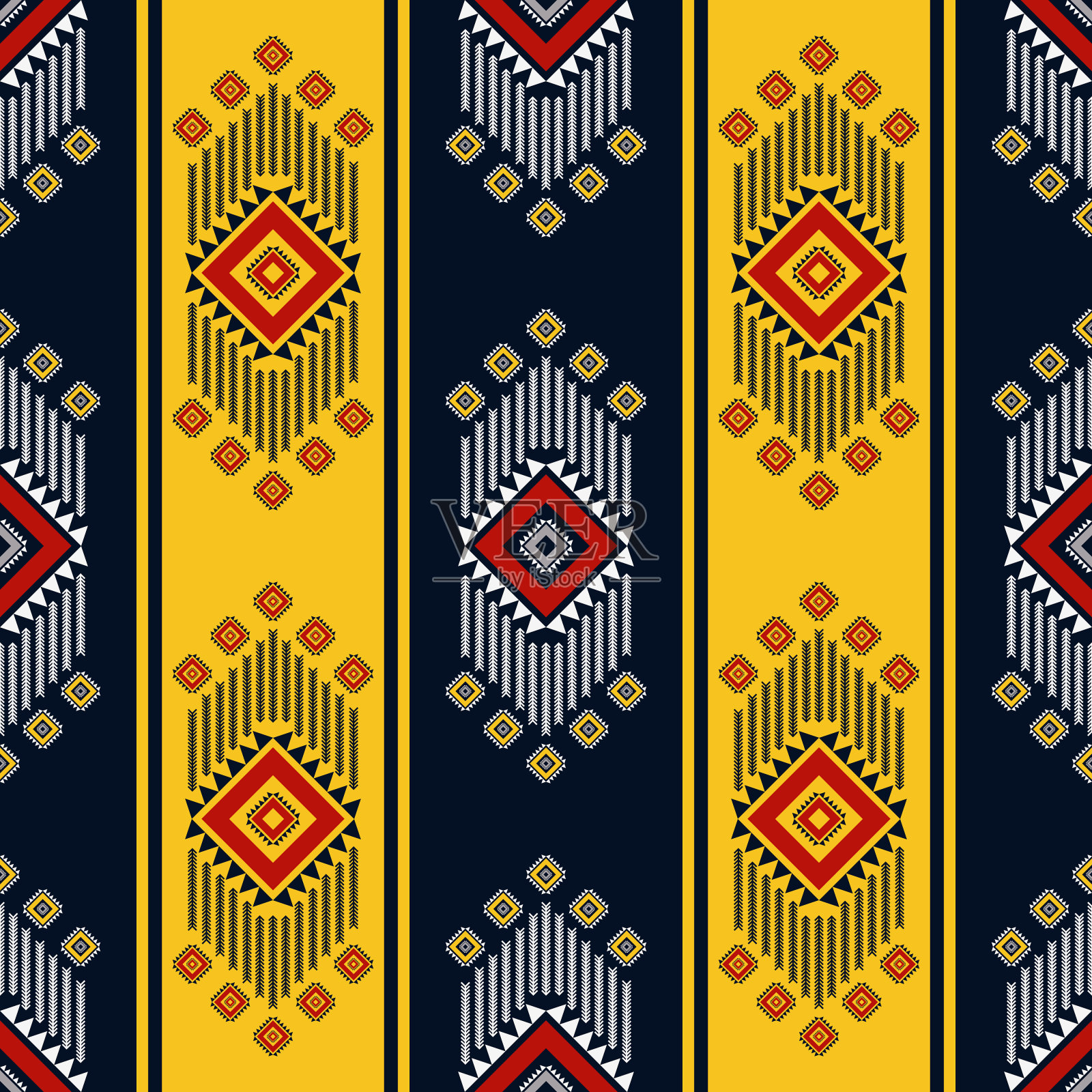 民族彩色几何条纹图案。插画图片素材