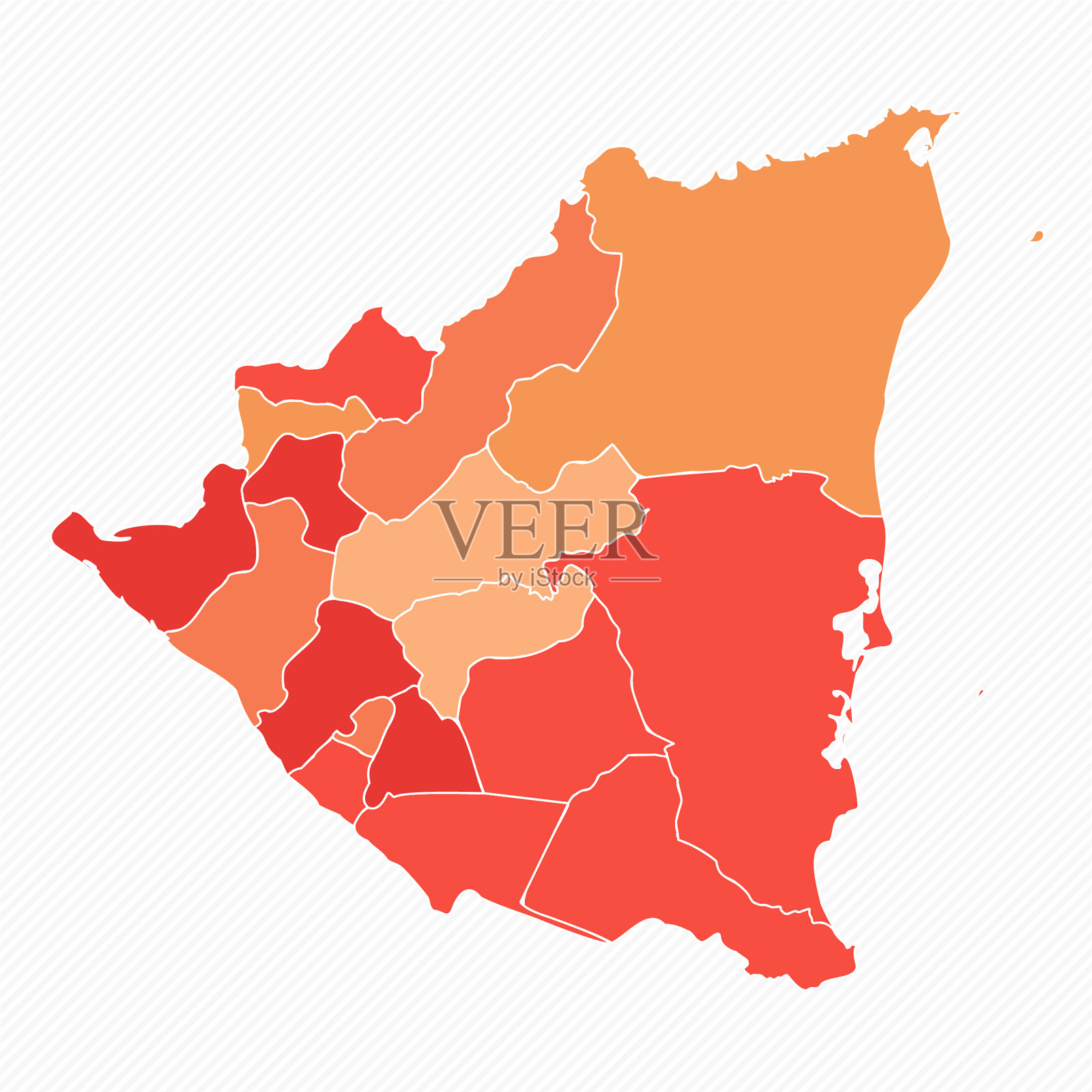 彩色尼加拉瓜分割地图插图插画图片素材