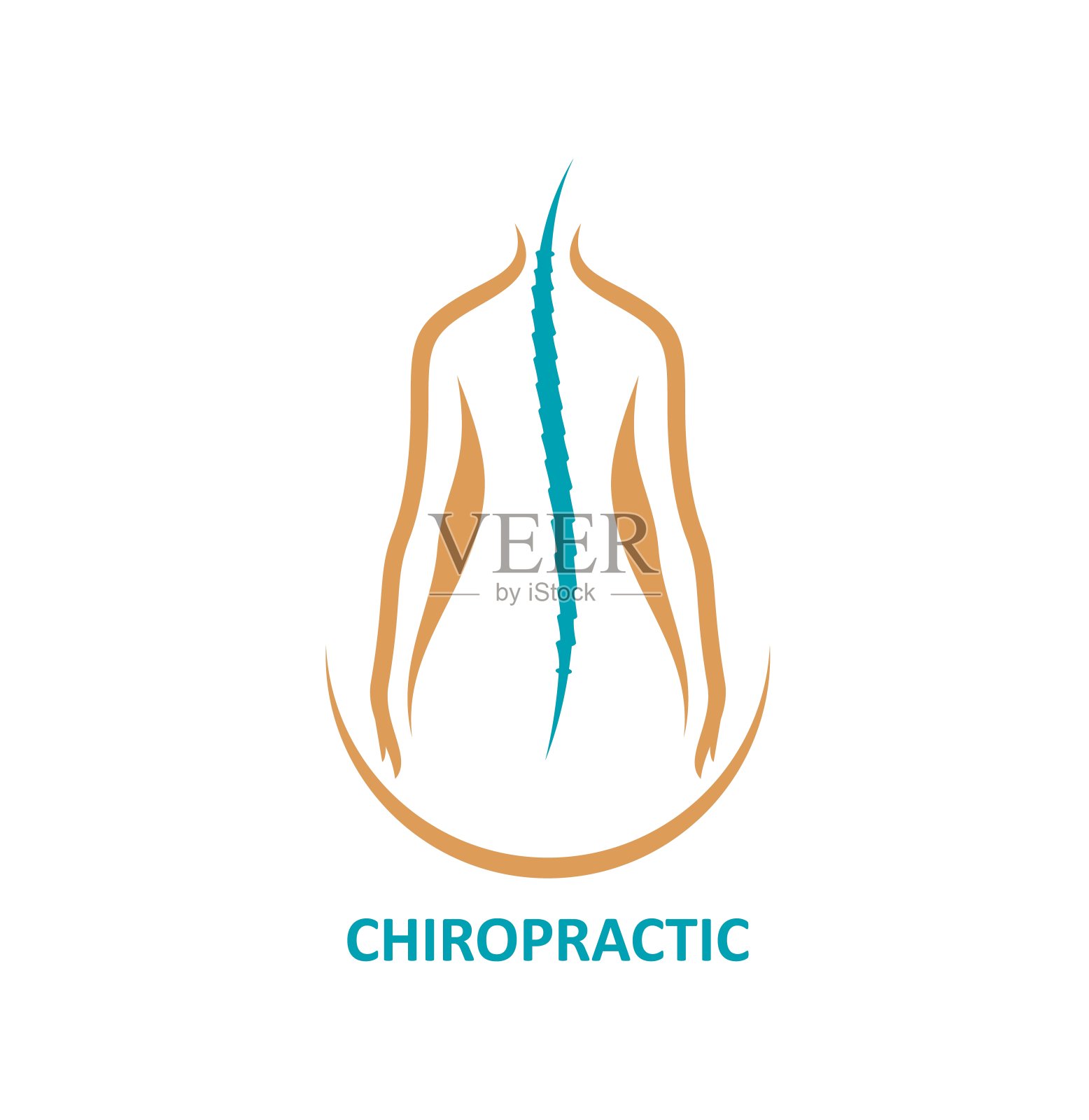 捏脊按摩，医疗中心图标或标志插画图片素材