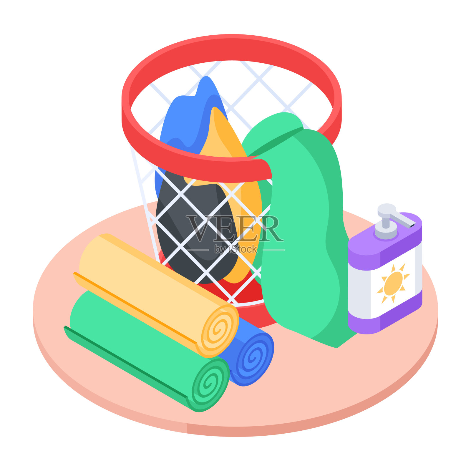 晾衣架的等距图标插画图片素材