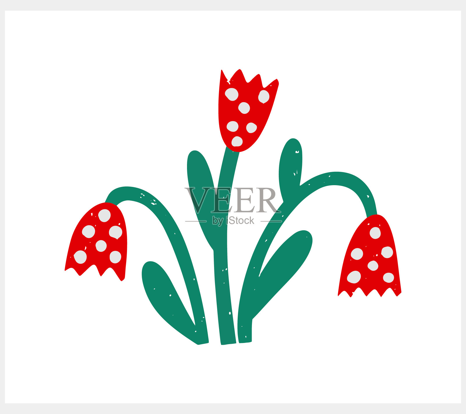 花与叶图标隔离。生态郁金香剪贴画。卡通分支性质。矢量股票插图。每股收益10插画图片素材