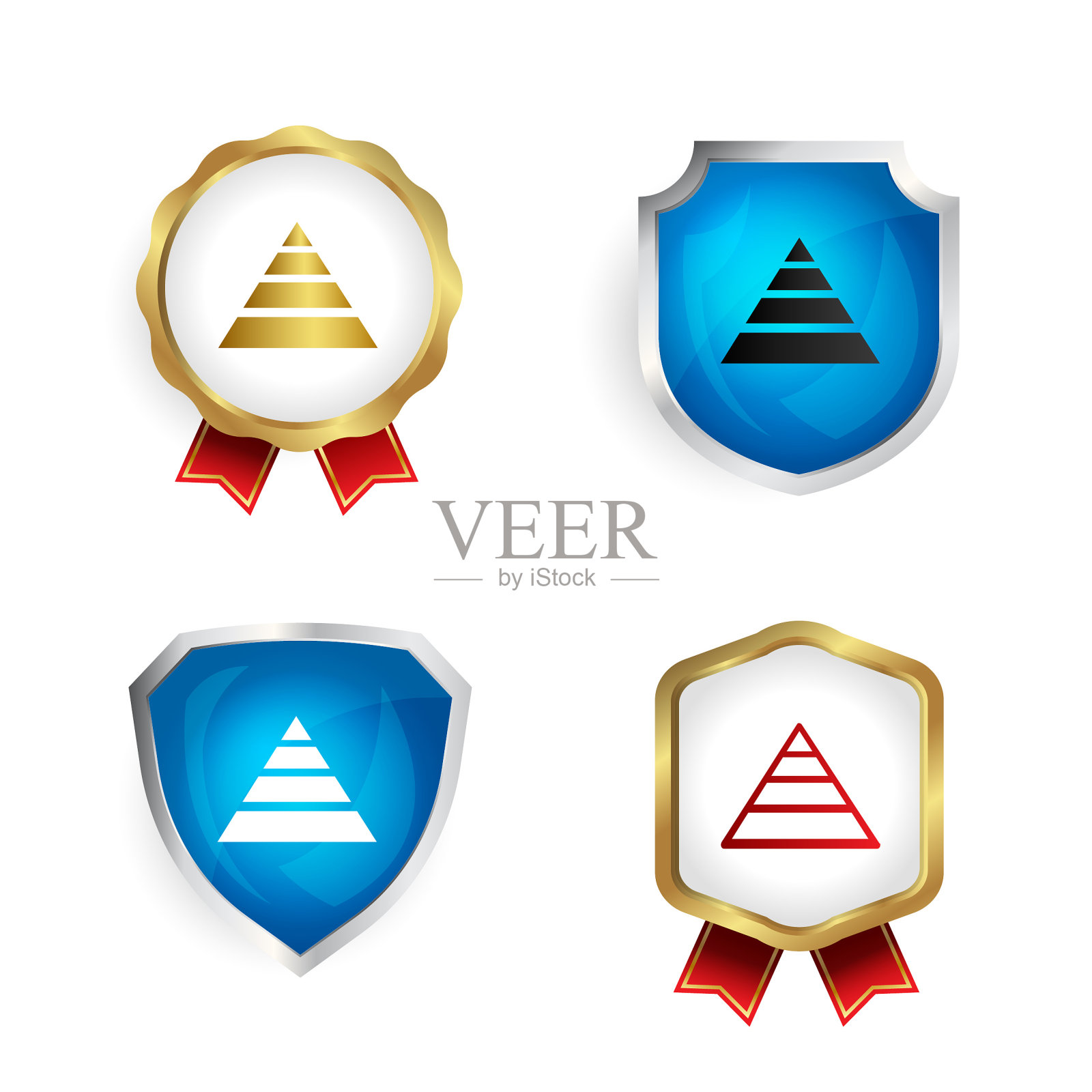 金字塔层次徽章和标签收集插画图片素材