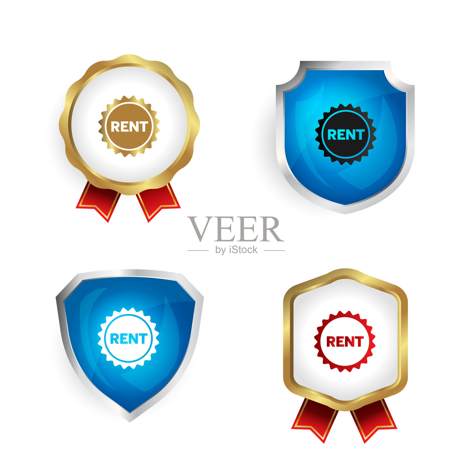 出租徽章和标签收集插画图片素材