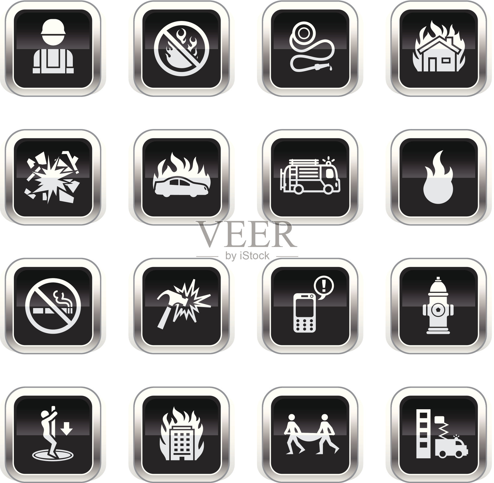 超亮黑色图标-消防员图标素材