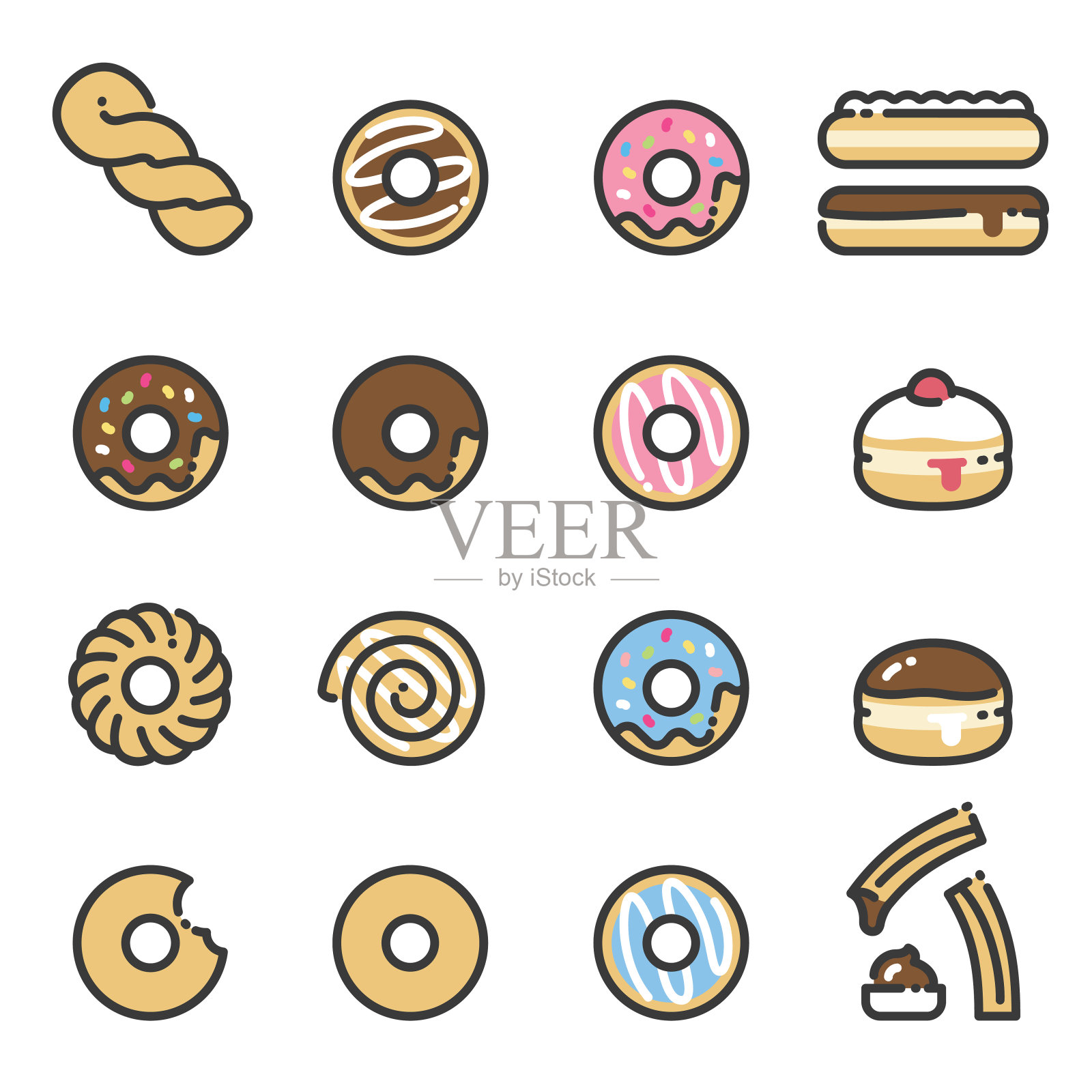 甜甜圈线艺术图标图标素材