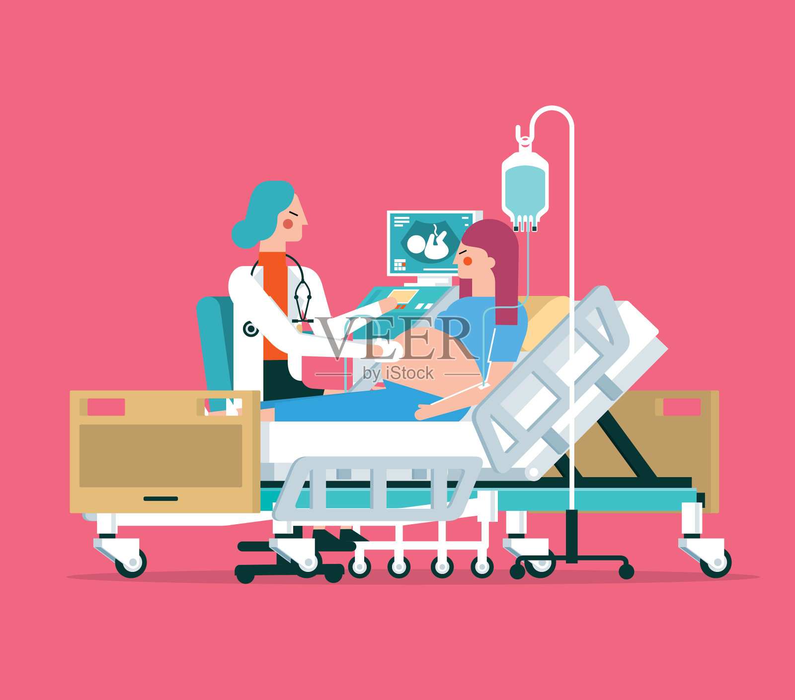 医学概念超声扫描和诊断插画图片素材