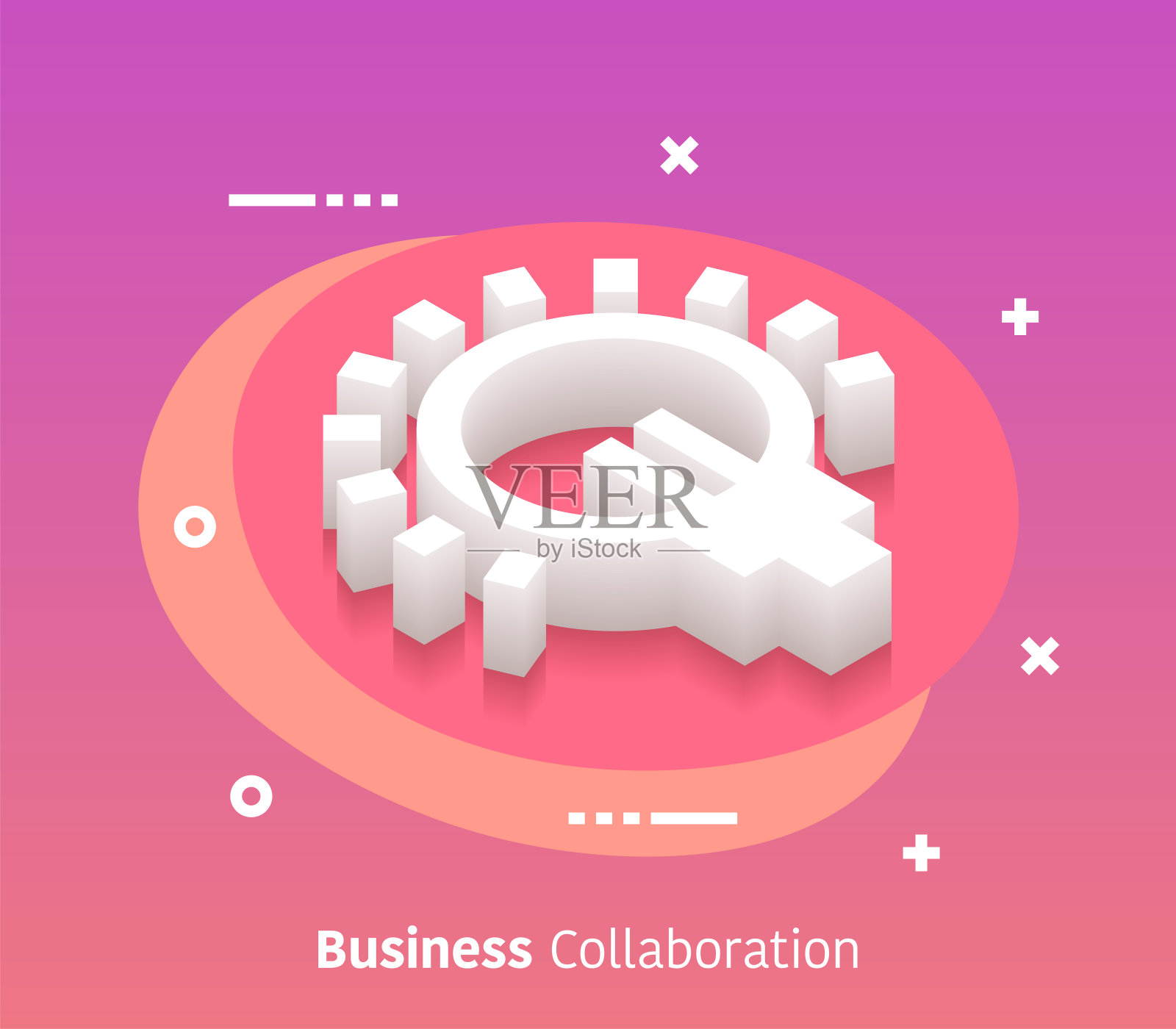 等距商业协作矢量网页横幅和图标设计插画图片素材