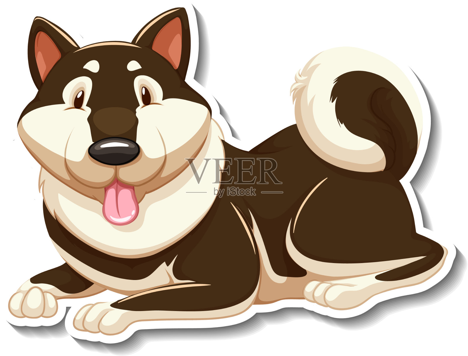 贴纸模板的狗卡通人物设计元素图片