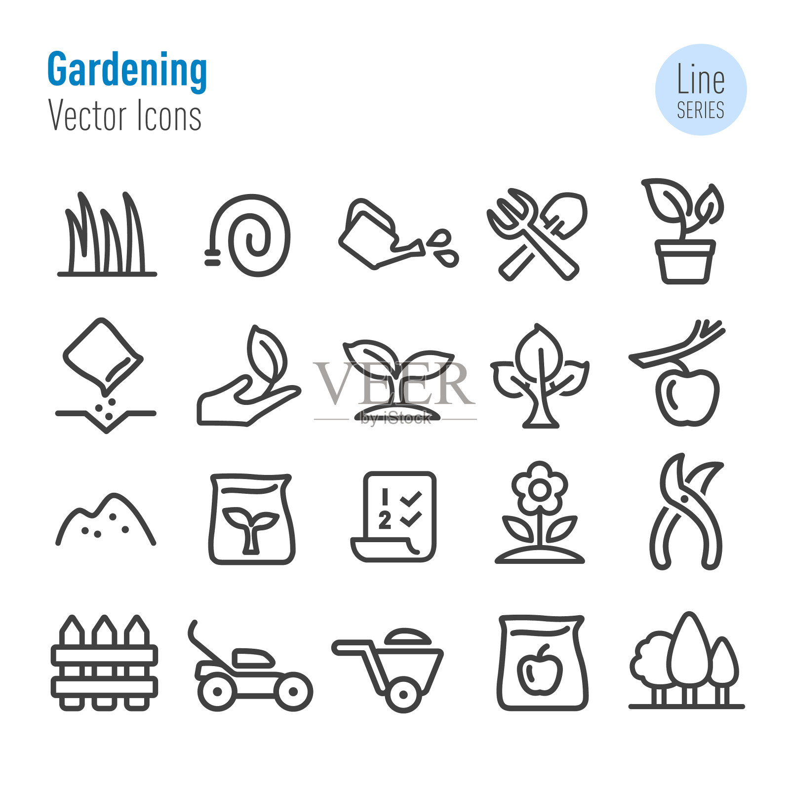 园艺图标-向量线系列插画图片素材