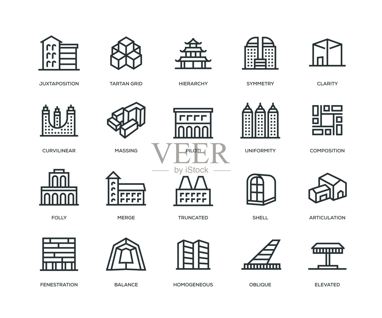 建筑图标系列插画图片素材