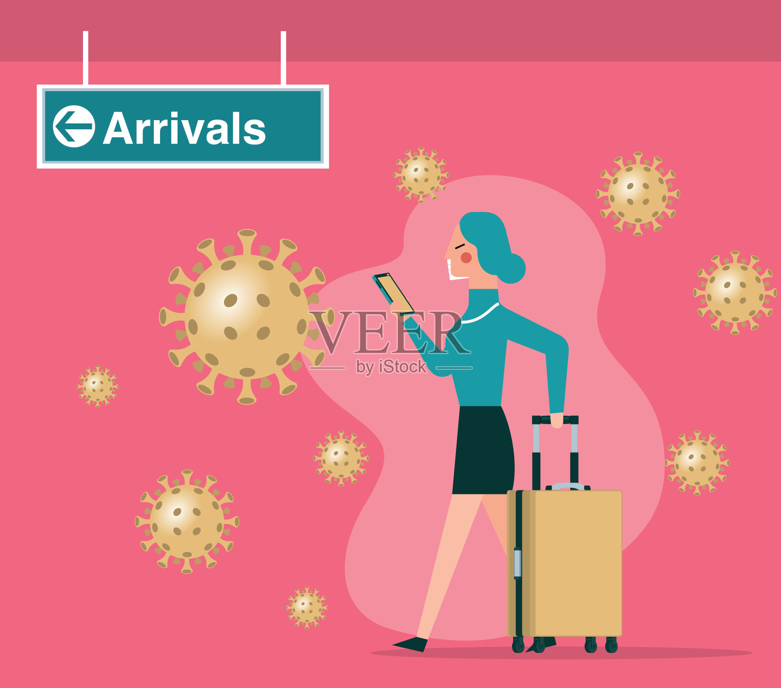 旅行-冠状病毒-女人插画图片素材