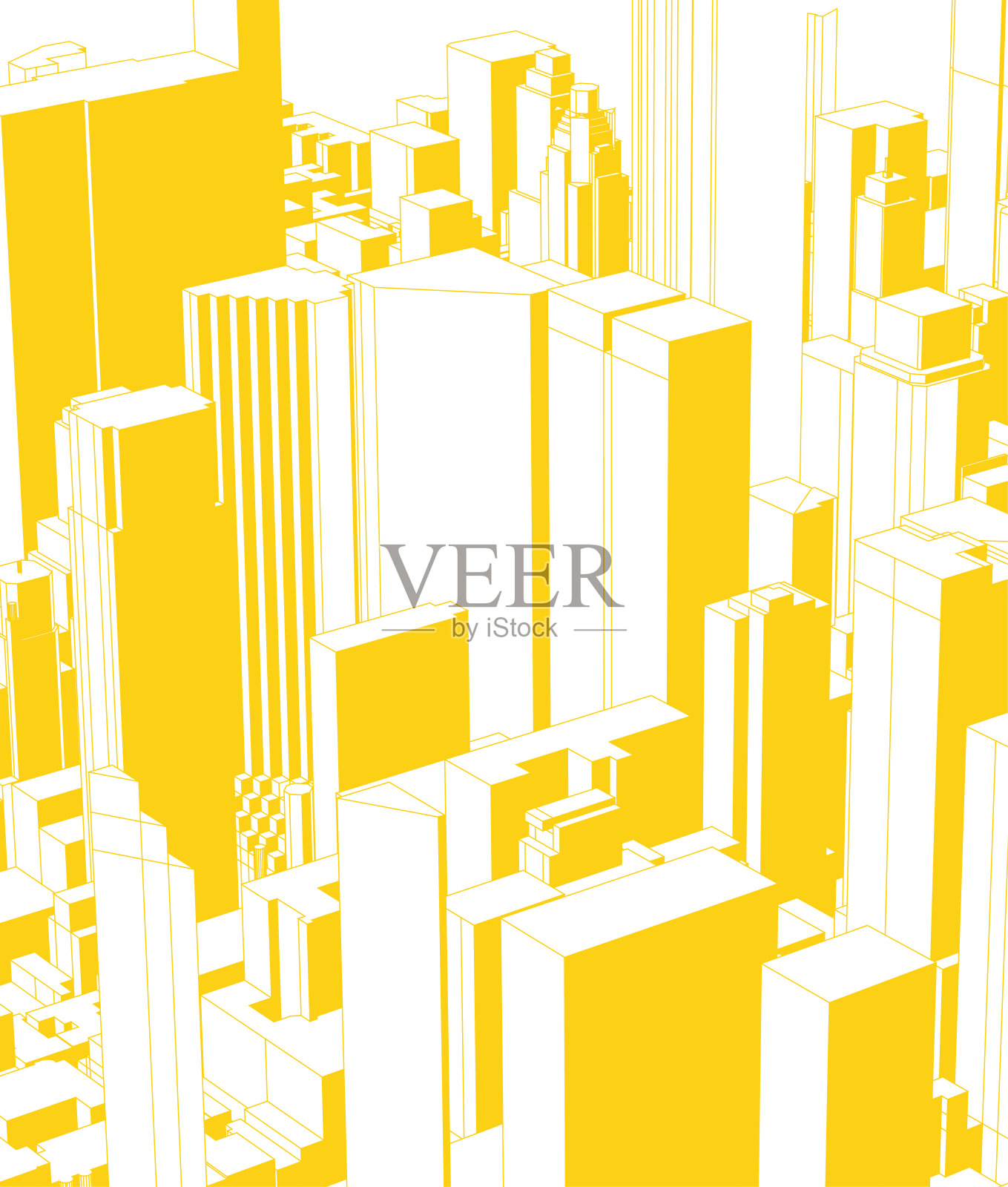 黄色现代城市建筑天际线插图海报背景插画图片素材