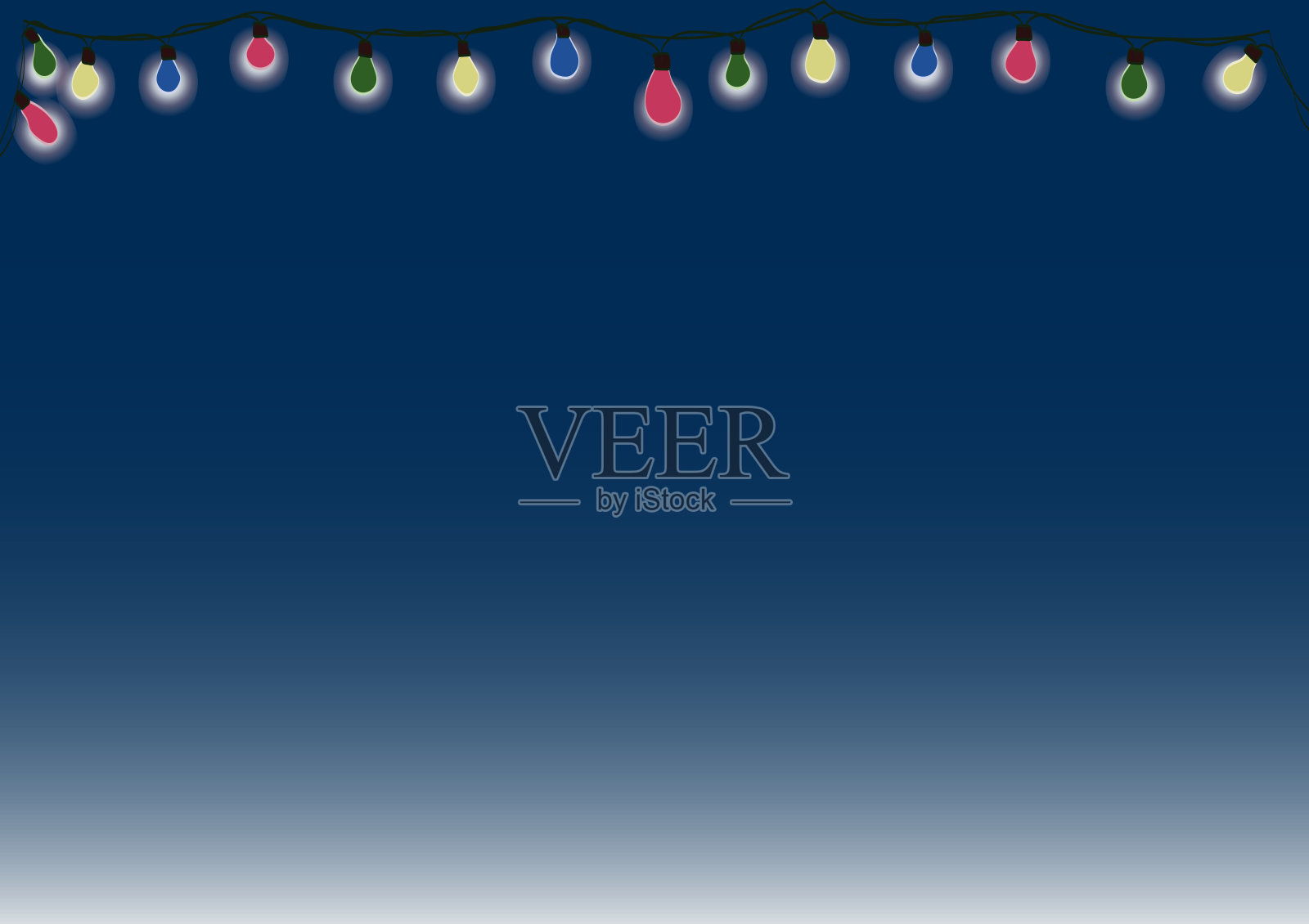 圣诞灯在柔和的蓝色梯度背景插画图片素材