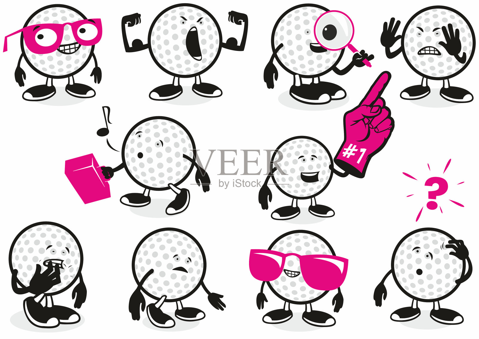 高尔夫球图标字符插画图片素材