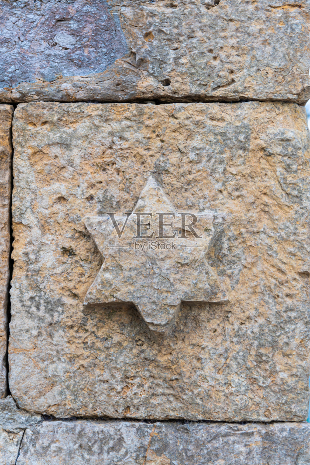 旧石墙上的大卫之星照片摄影图片