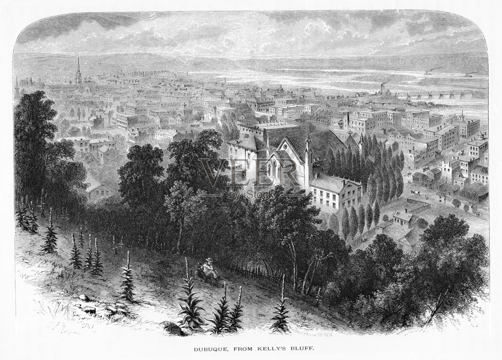 艾奥瓦州迪比克：凯利峭壁俯瞰插画图片素材