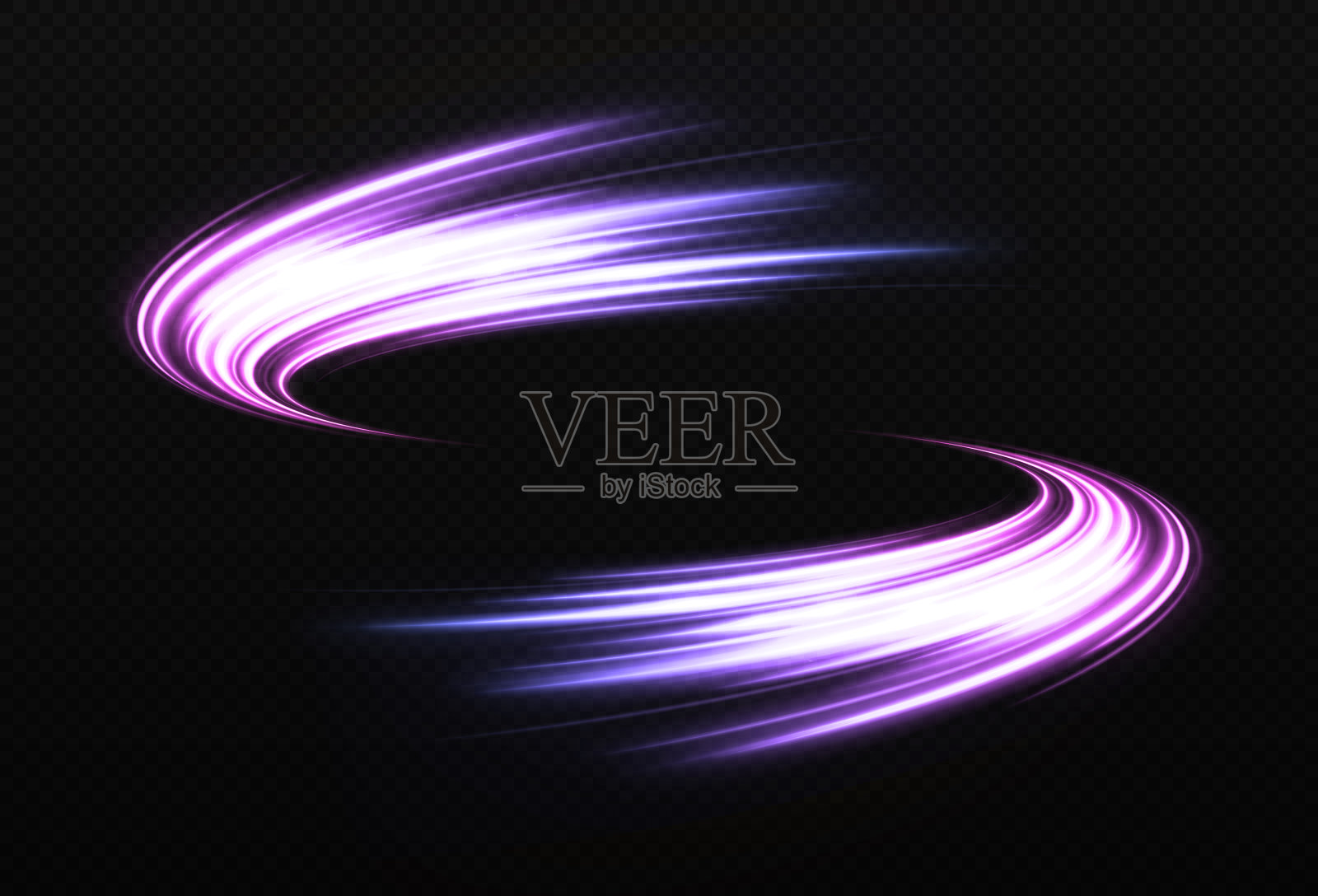 神奇闪亮的轨迹漩涡在透明的背景。插画图片素材