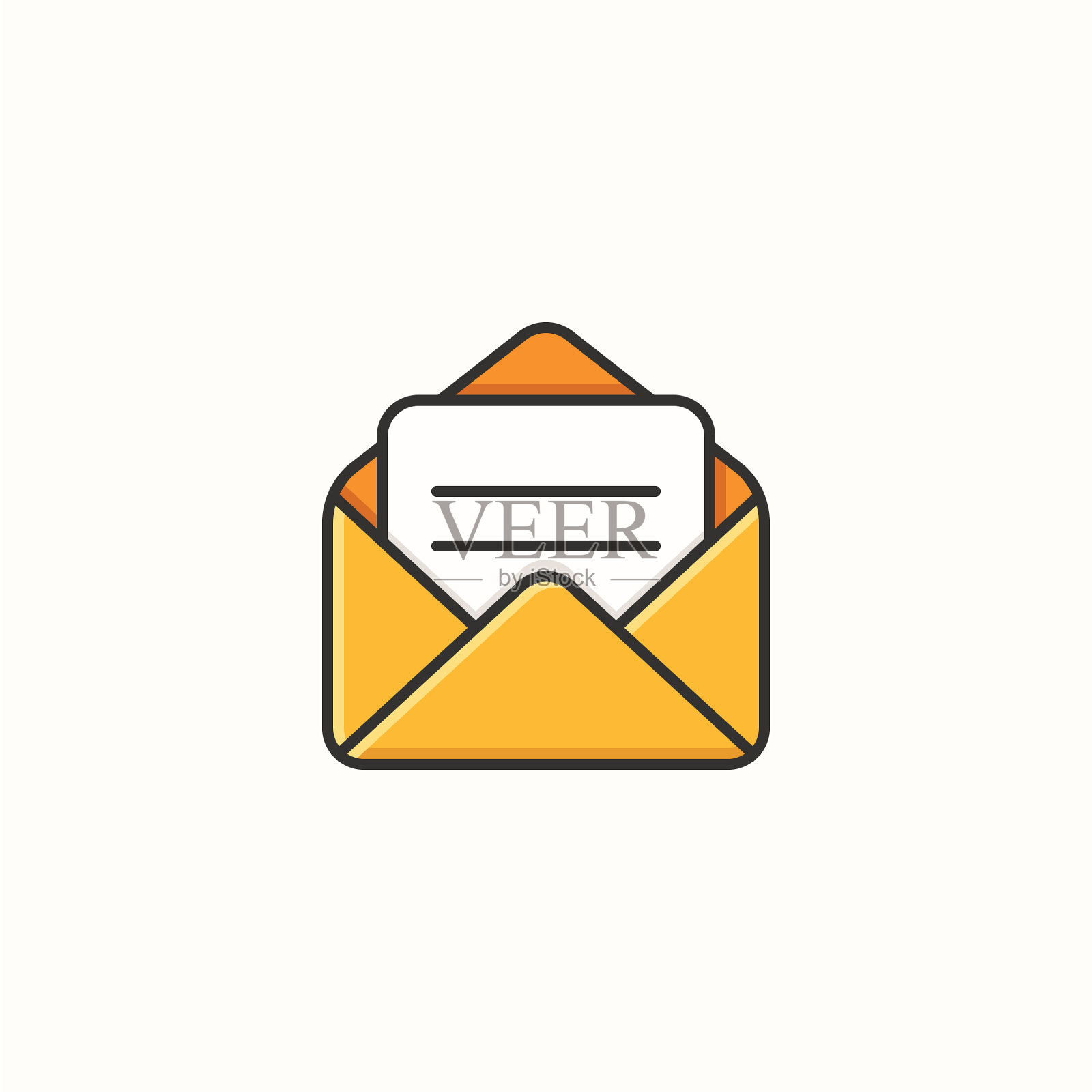 打开电子邮件线路和颜色图标。像素完美。矢量插图。插画图片素材