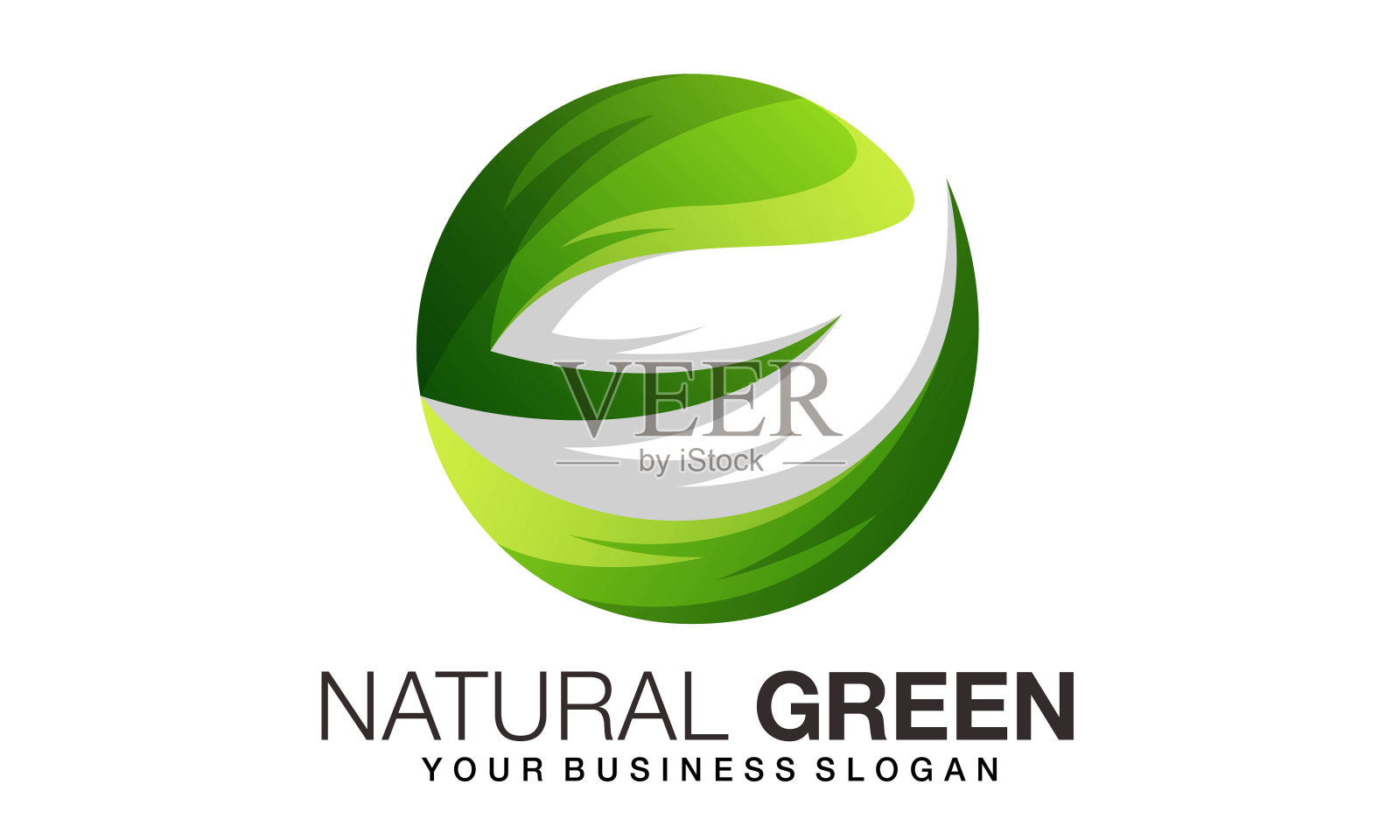 自然的叶子图标在圆形圆形矢量模板插画图片素材