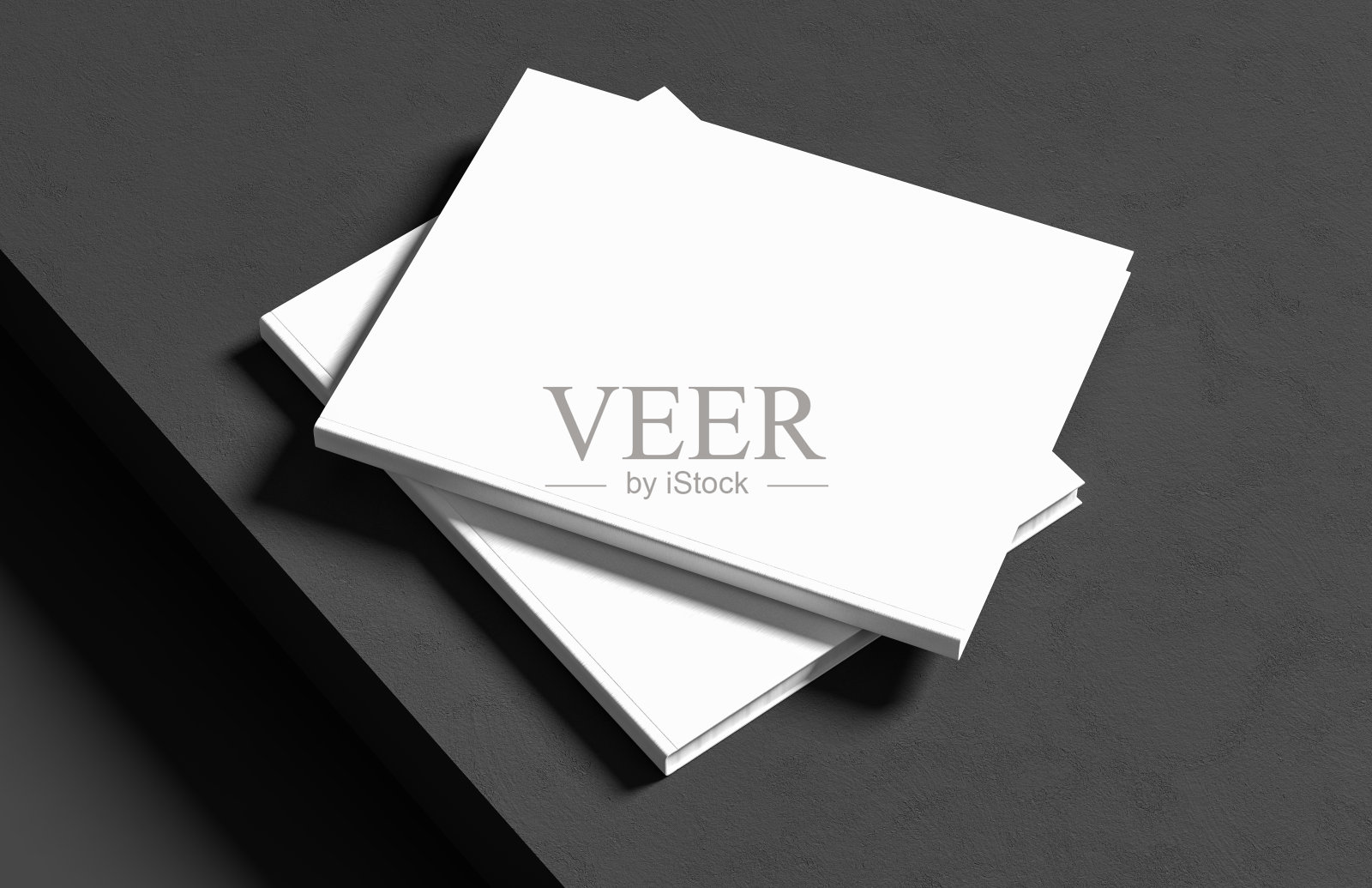 精装书或目录模拟孤立在黑暗的背景。三维演示照片摄影图片