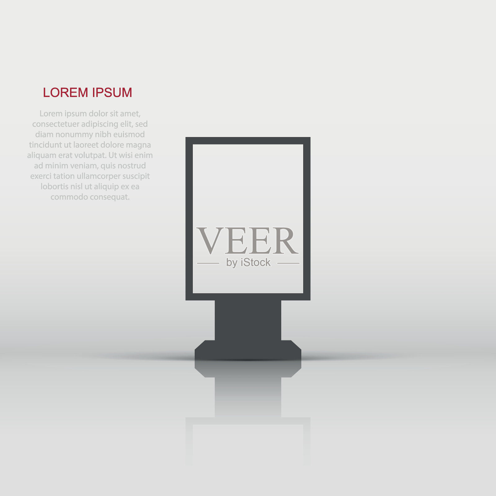 平面风格的广告牌图标。城市光显示矢量插图在白色孤立的背景。横幅招牌经营理念。插画图片素材