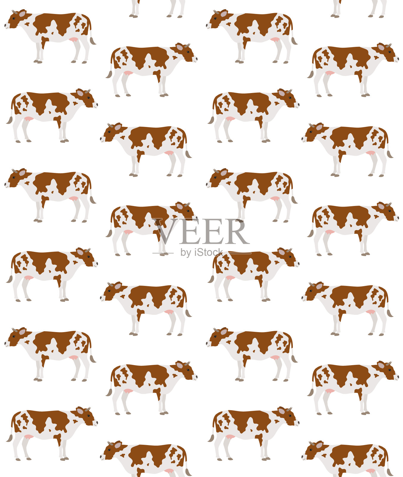 矢量无缝模式的手绘平牛插画图片素材