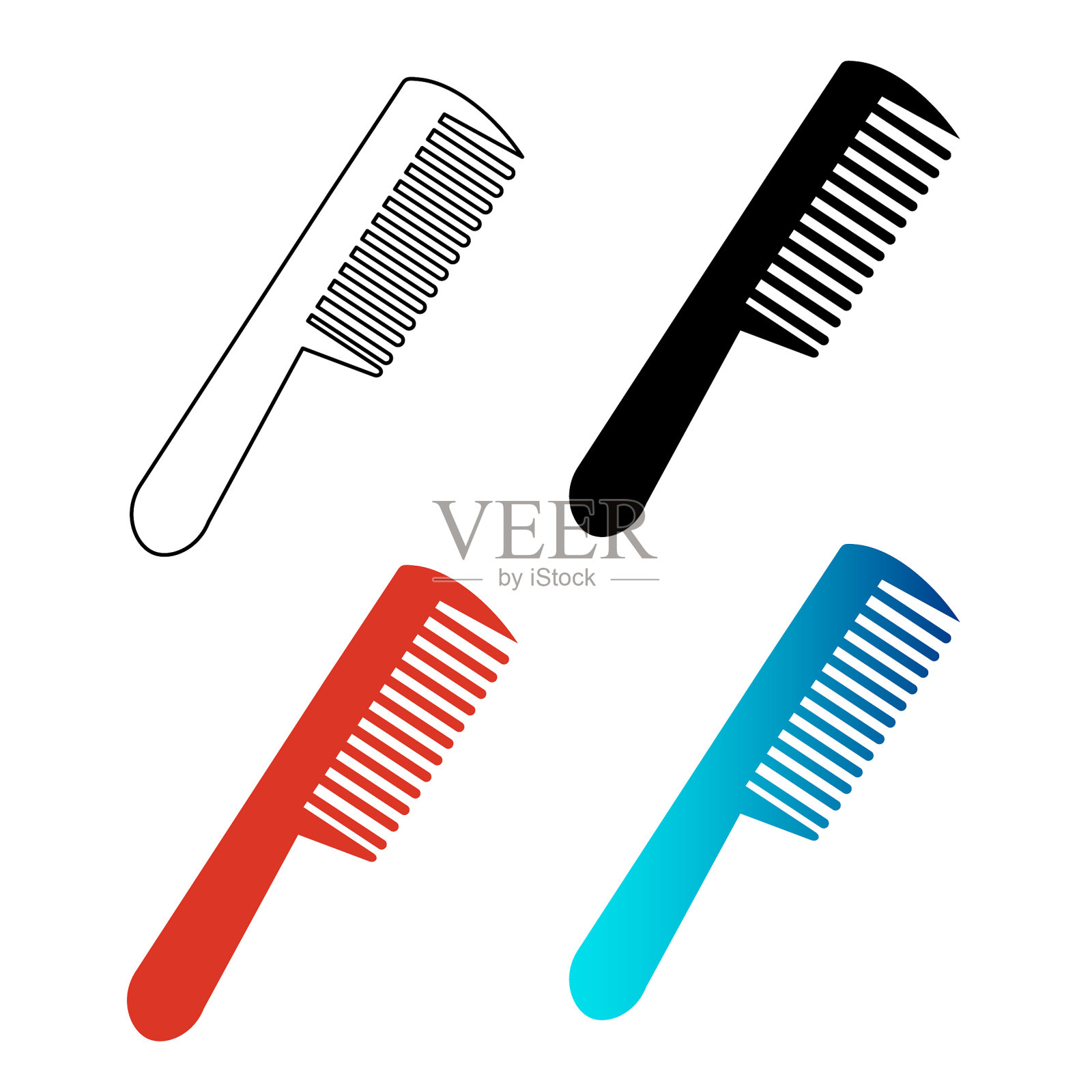 抽象头发梳剪影插图插画图片素材